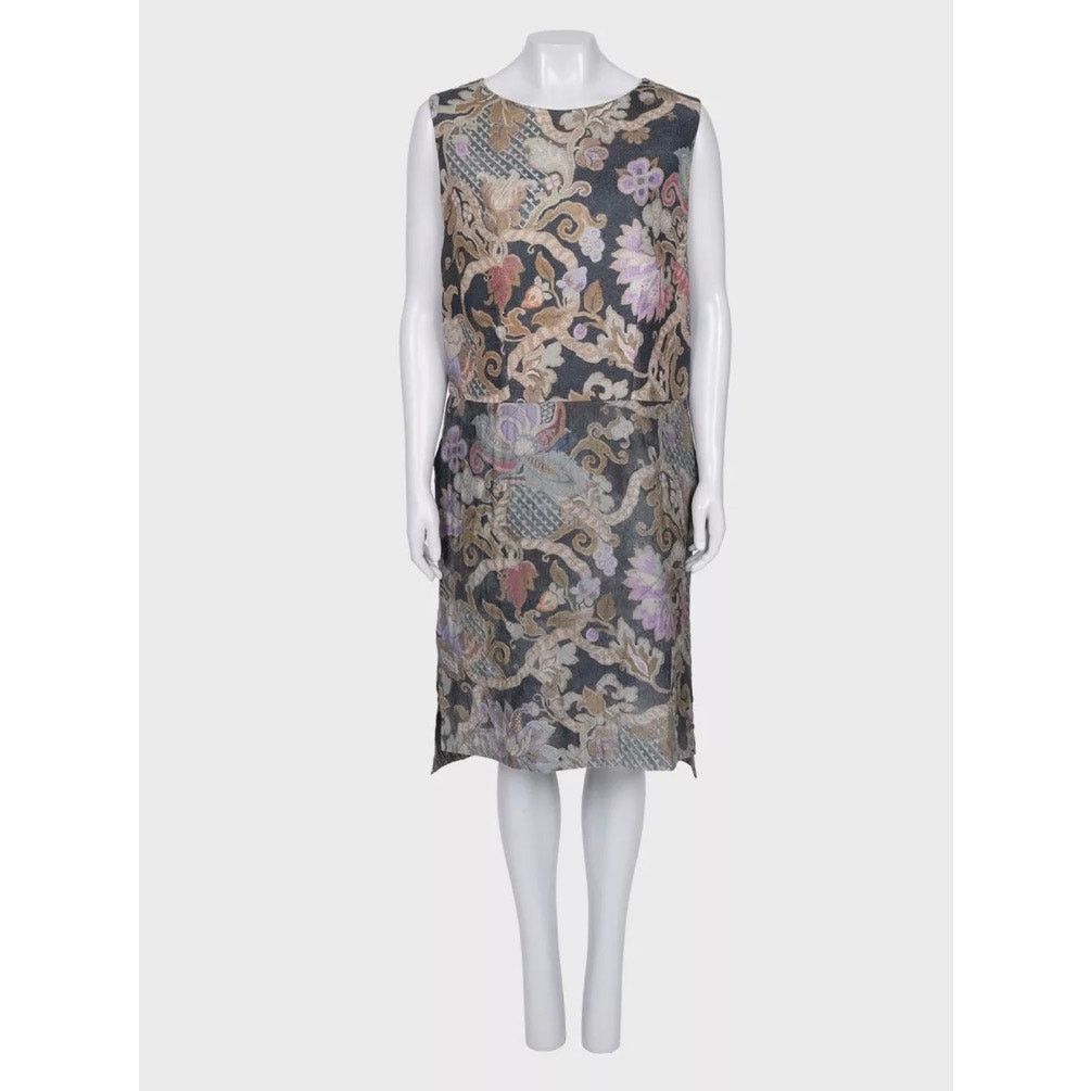 Dries Van Noten Dries Van Noten Wool & Silk Floral Print Midi Dress EU44 Size L / US 10 / IT 46 - 1 Thumbnail