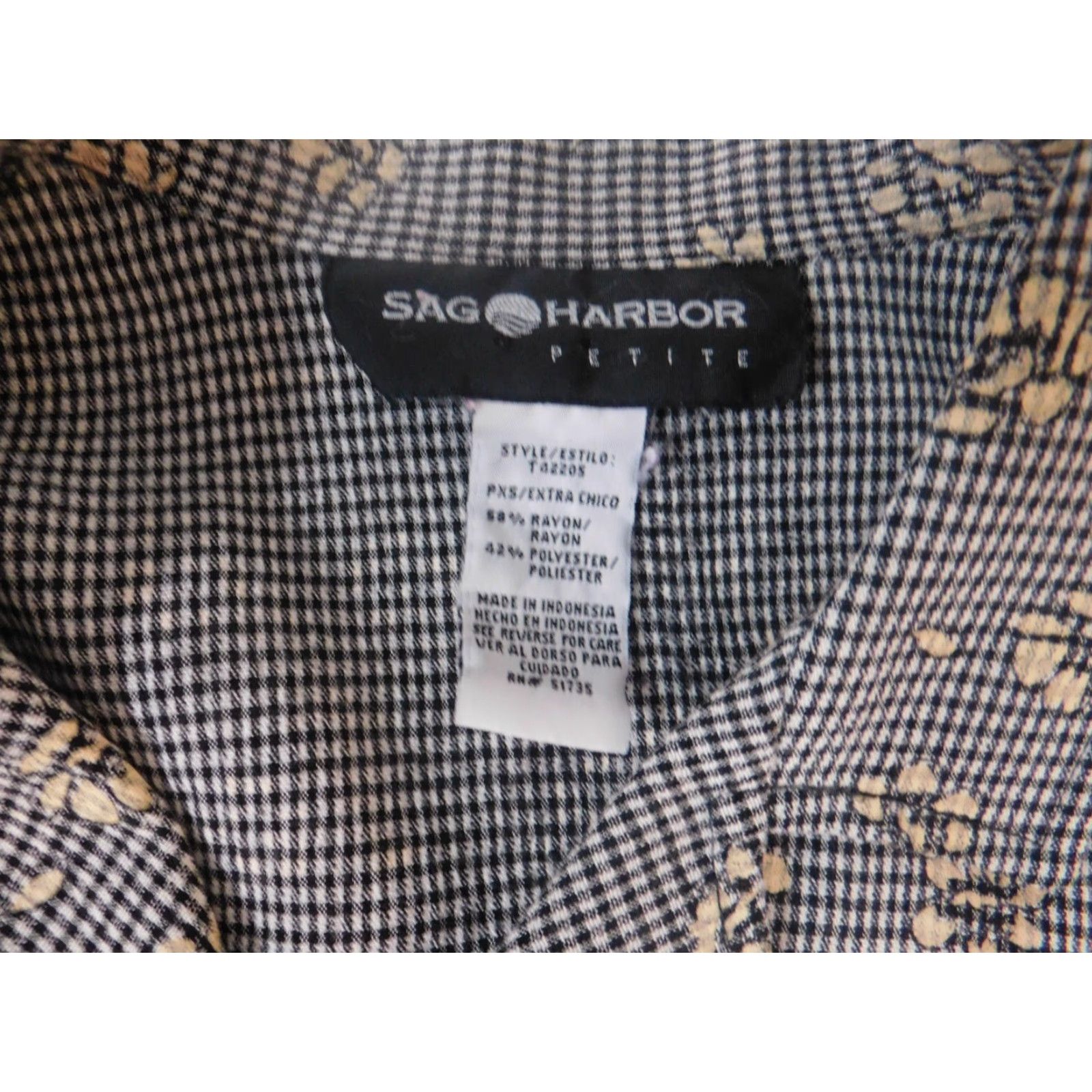 Vintage Sag Harbor Blouse Womens PXS Petites Gray Floral Button Down Cap Sleeve Crew Neck Ruffle Casual Classic - Pets? Size XS / US 0-2 / IT 36-38 - 6 Thumbnail