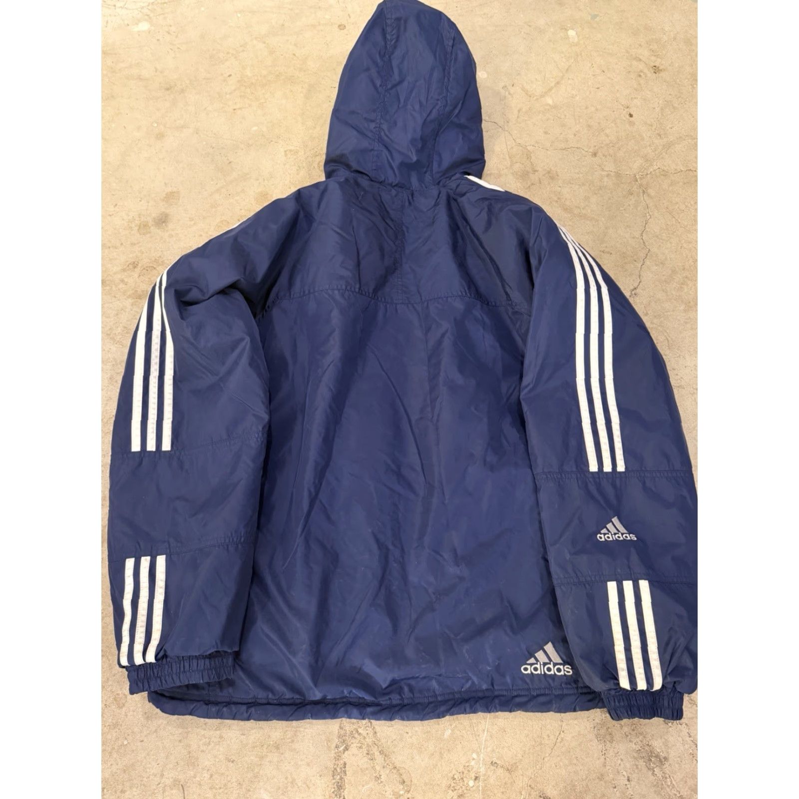 Adidas VINTAGE Adidas Blue Gray Full Zip Reversible Hooded Jacket Nylon Fleece 2XL Size US XXL / EU 58 / 5 - 2 Thumbnail