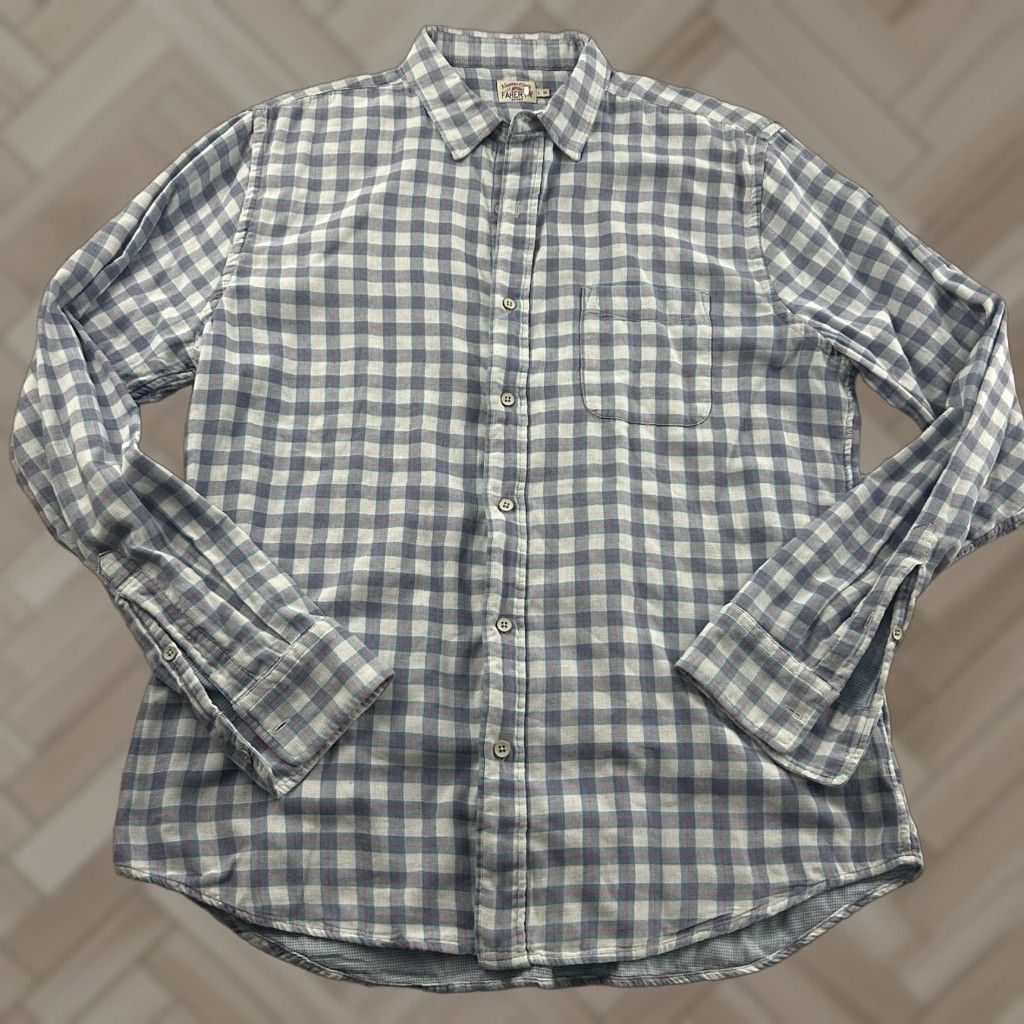 Faherty Faherty Long Sleeve Cotton Plaid Button Front Shirt Men's Large Blue Size US L / EU 52-54 / 3 - 1 Thumbnail