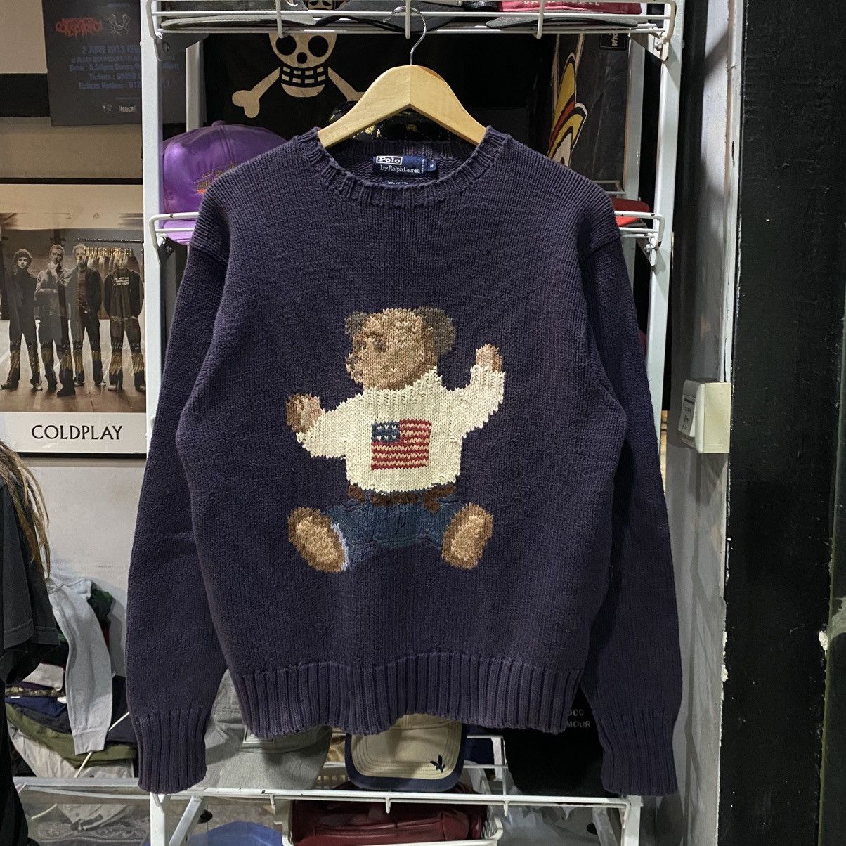 Rare Vintage Polo Ralph Lauren 1992 Sit Down Bear Turtleneck