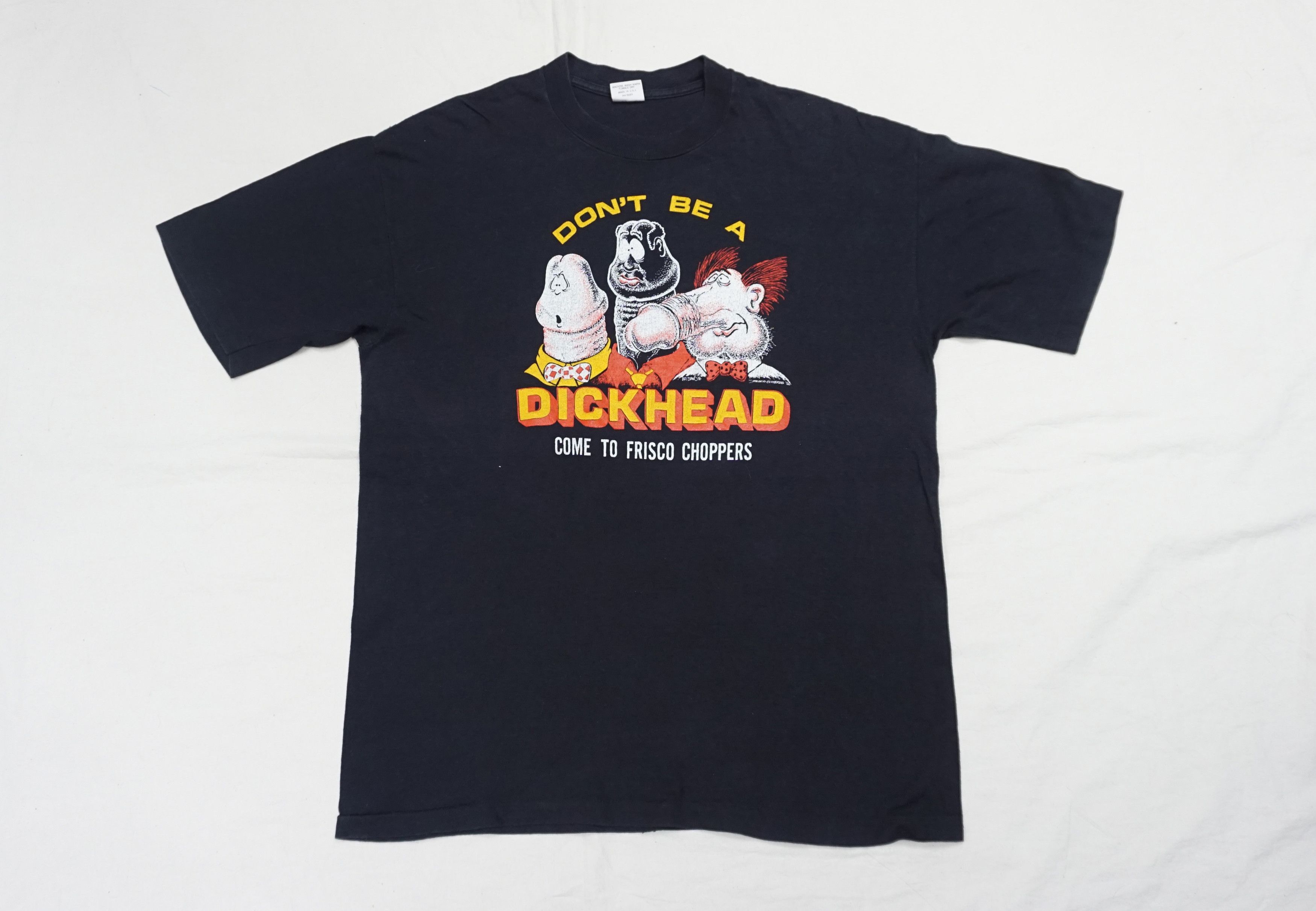 image of Designer 70's Don't Be A Dickhead T-Shirts in Black, Men's (Size XL)