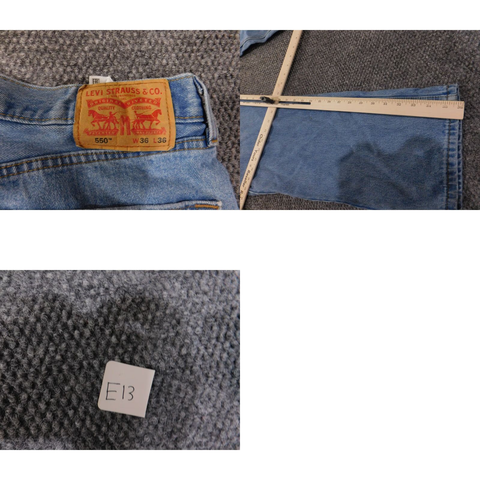Levi's Levi's 550 Jeans Mens 36x36 Blue Relaxed Fit Tapered Leg Denim Pants 100% Cotton Size US 36 / EU 52 - 8 Thumbnail