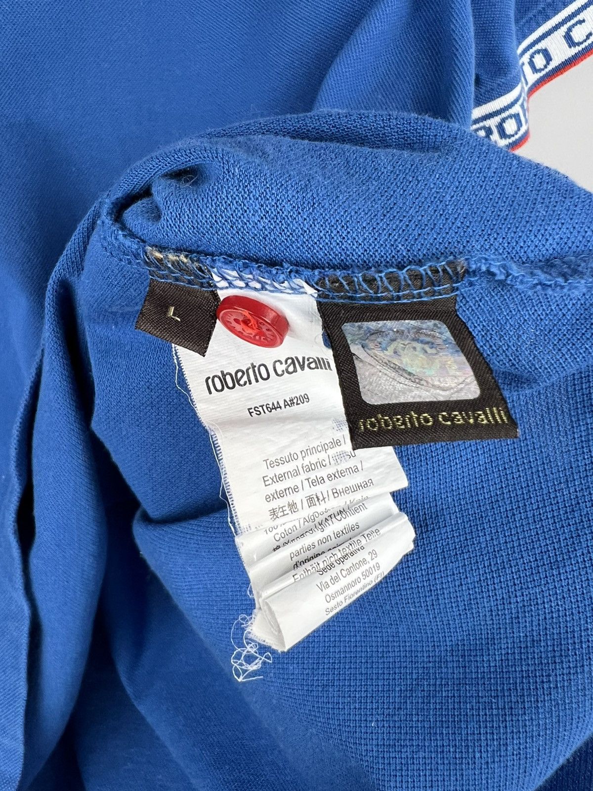 Designer × Roberto Cavalli Roberto Cavalli Blue Polo Shirt sleeve logos Size US L / EU 52-54 / 3 - 4 Thumbnail