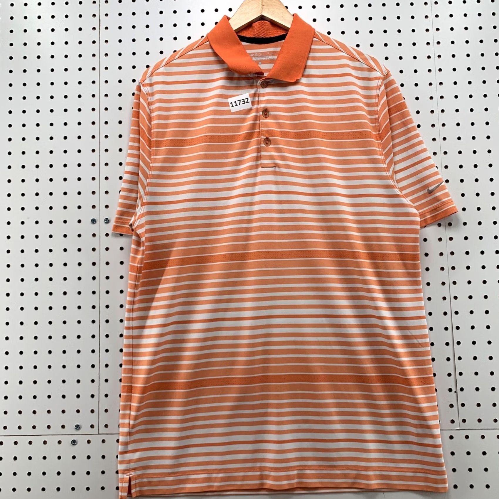 Nike Nike Golf Tour Performance Polo Shirt Mens Large Orange White Striped Short Sleeve Polo Size US L / EU 52-54 / 3 - 2 Thumbnail