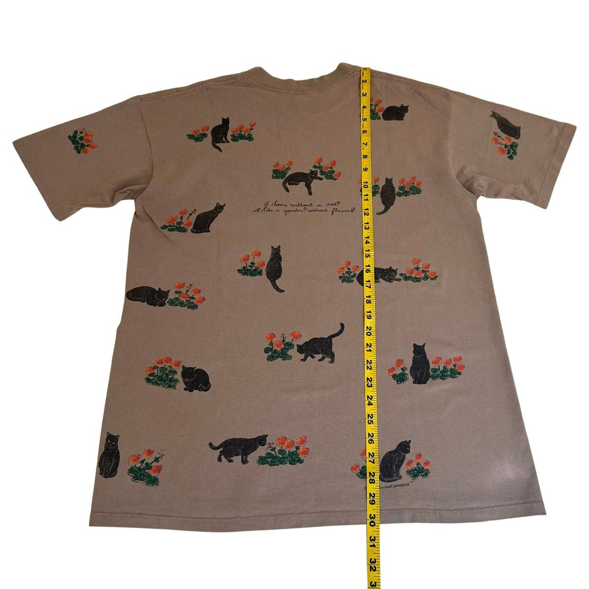 Vintage 1996 Cats and Flowers Vintage AOP Graphic T Shirt Size L / US 10 / IT 46 - 9 Thumbnail