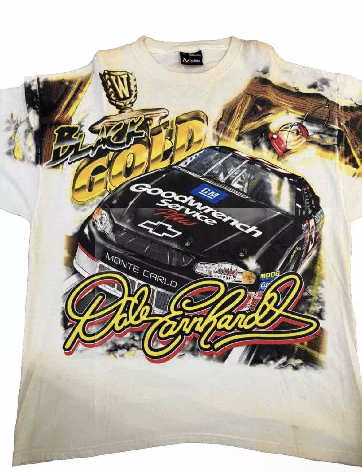 Vintage Dale Earnhardt Black Gold All Over Print T Shirt XL