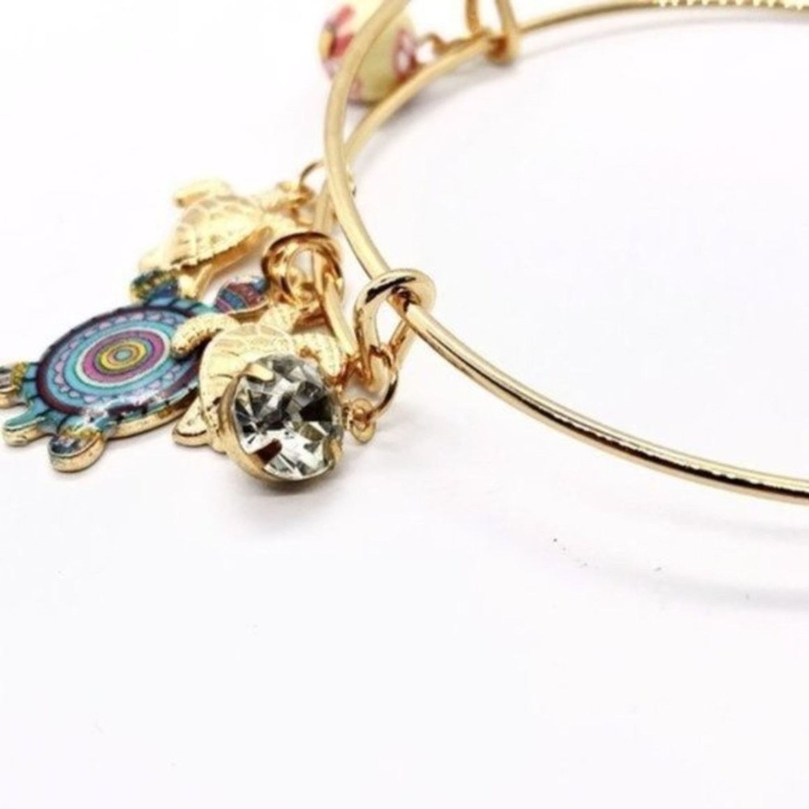 Other Beaded Sea Turtle Charm Colorful Bangle Bracelet Size ONE SIZE - 8 Thumbnail