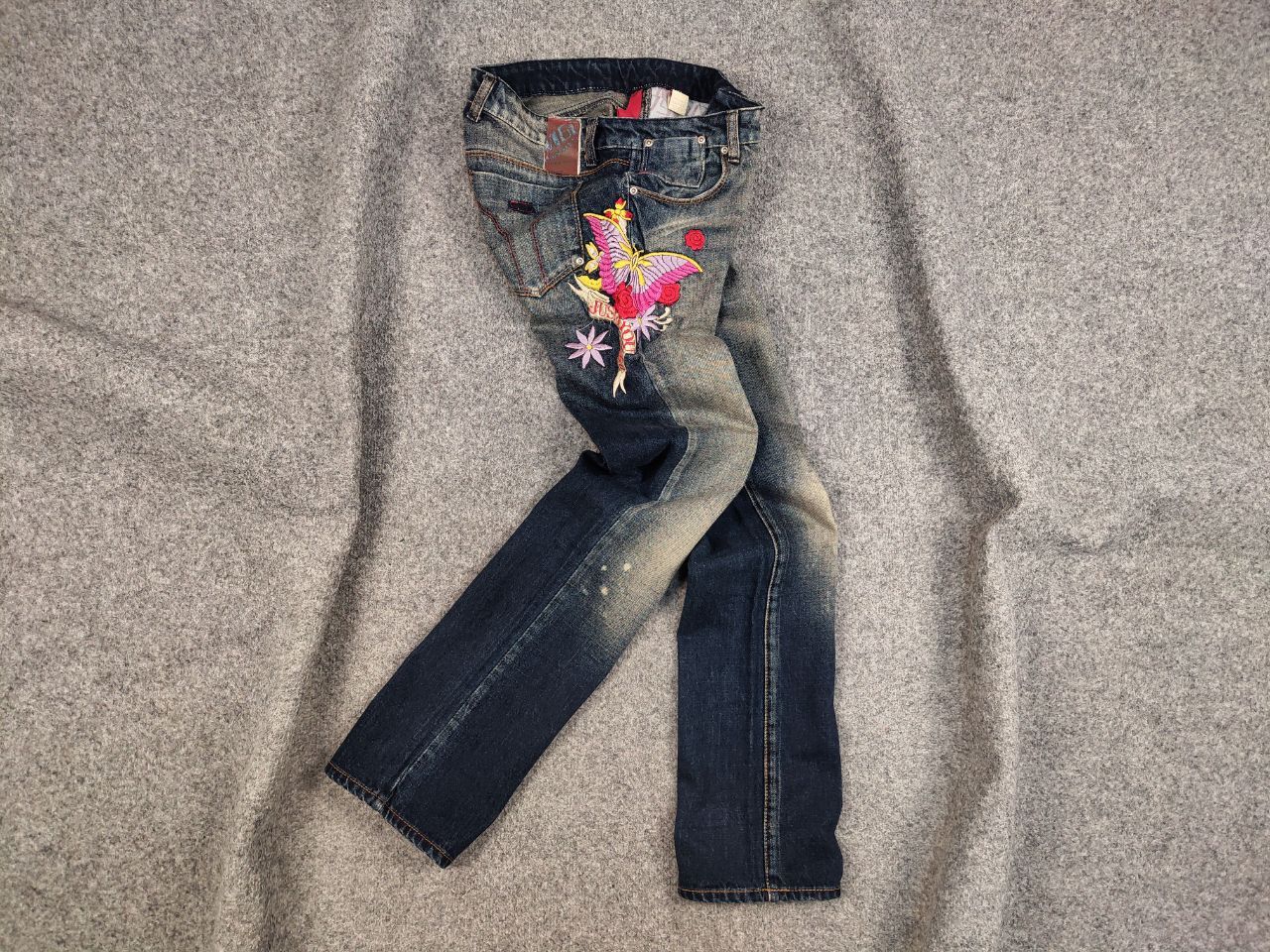 Rare Vintage Y2K Miss Sixty Faded Denim Embroidered Jeans