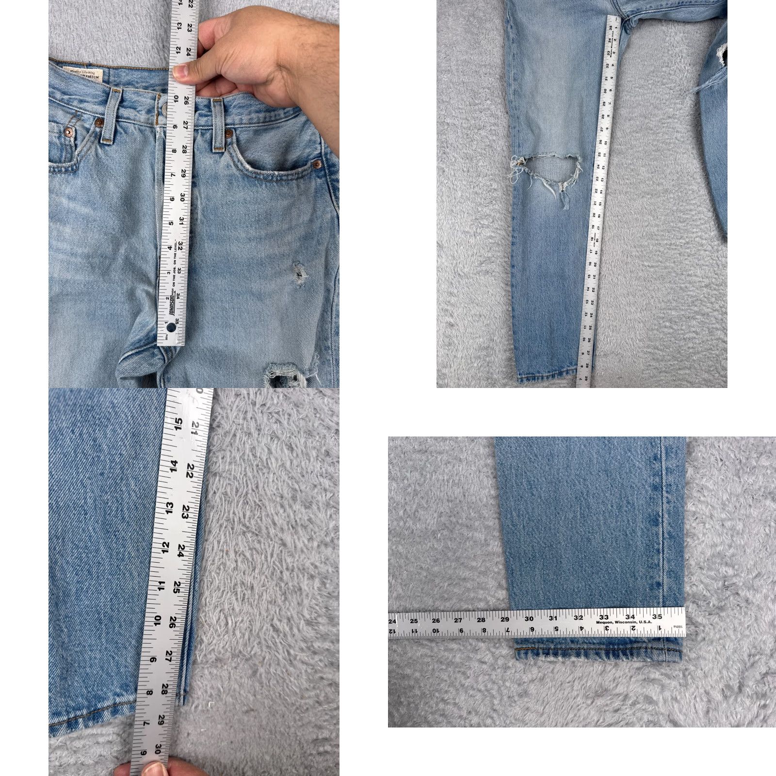 Levi's Levi's 501 Jeans Adult 25 Blue Denim Button Fly Premium Cotton Slim 26x29 Mens Regular 5-Pocket Solid (Medium Wash) Boys? Size US 26 / EU 42 - 9 Thumbnail