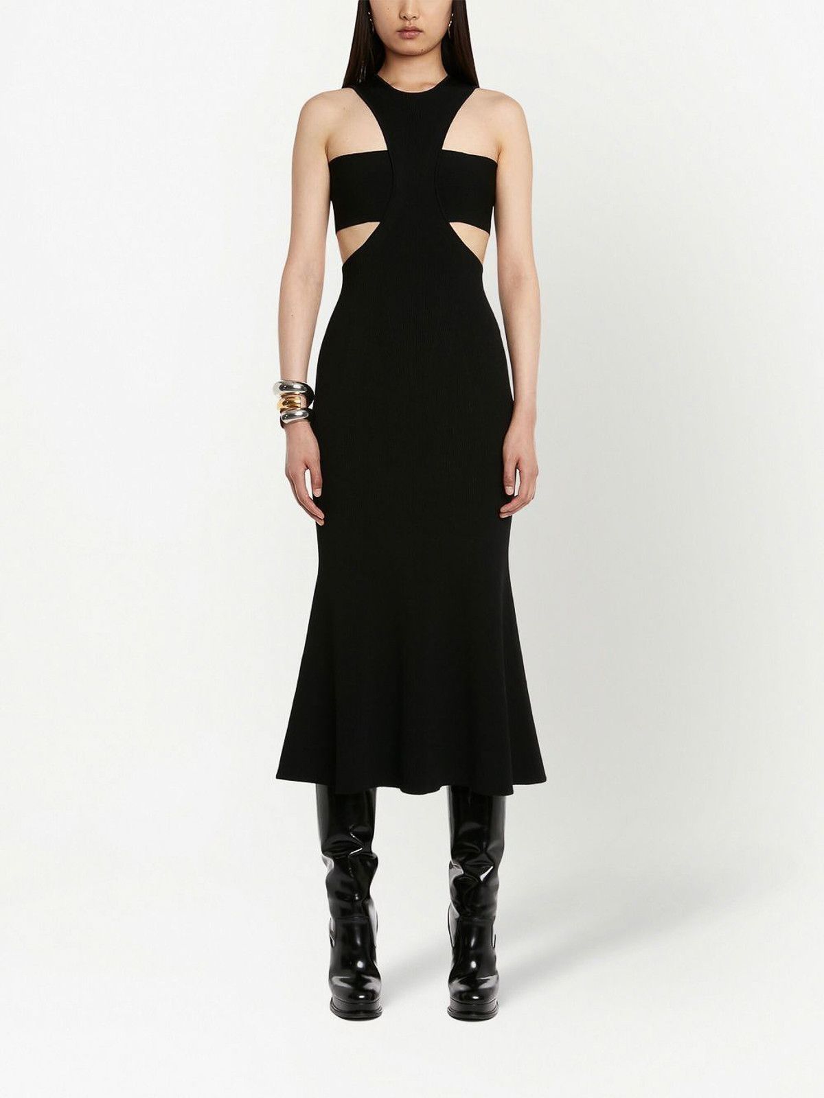 Alexander McQueen o1y0325 Midi Dress in Black Size XS / US 0-2 / IT 36-38 - 3 Thumbnail