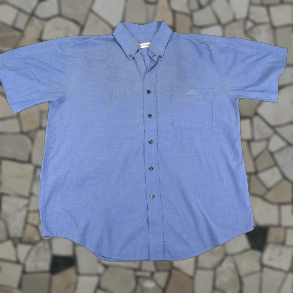 Emporio Armani VINTAGE Emporio Armani Shirt Mens Large Blue Button Up Camp Casual Pocket Embroidered Size US L / EU 52-54 / 3 - 1 Thumbnail