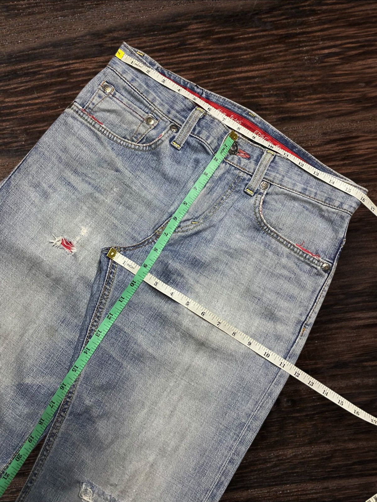 Junya Watanabe Vintage Edwin EG 503 Light Wash Distressed Baggy Jeans Size US 32 / EU 48 - 14 Thumbnail