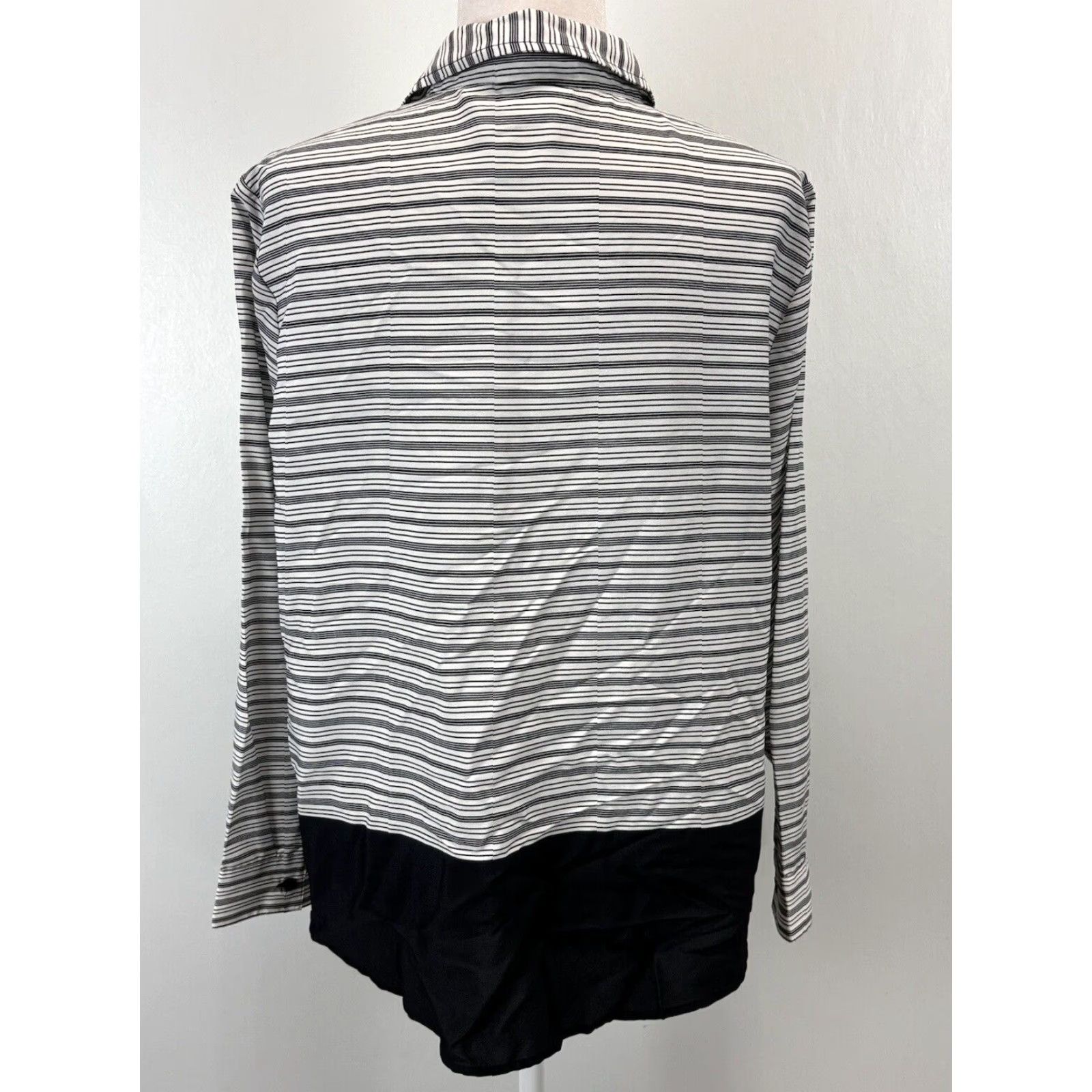 Vintage Chicos Striped Block Devin Shirt Sz 2 US Large Black White Popover Lightweight Size L / US 10 / IT 46 - 3 Thumbnail