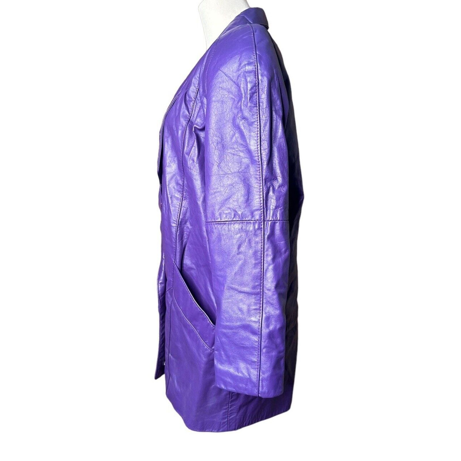 Other Vtg 90s Outerwear by Pheonix Purple Leather Jacket Coat SP Size S / US 4 / IT 40 - 4 Thumbnail