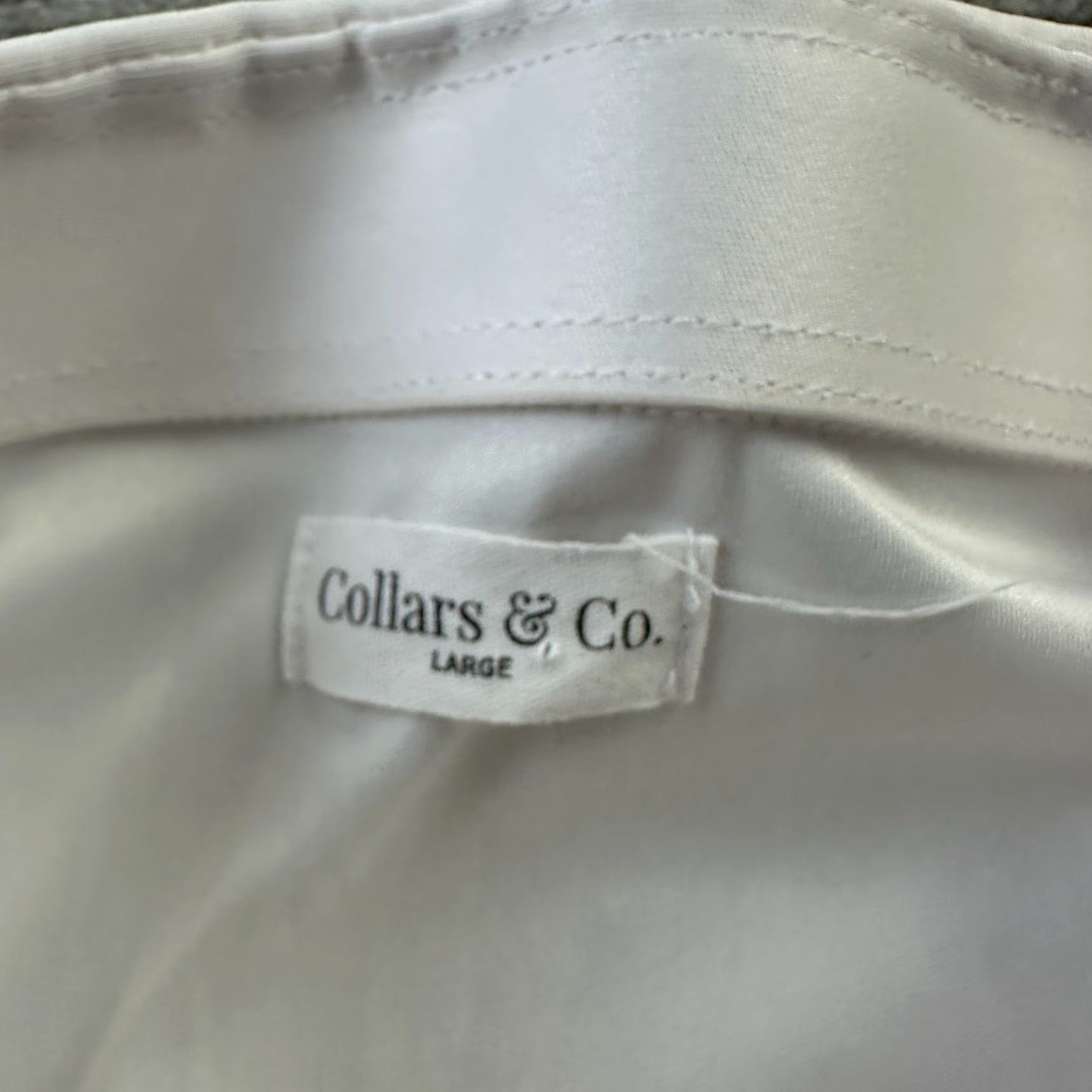 CO Collars & Co Polo Shirt Mens Large White Collared Button Short Sleeve Polo Shirt Casual Formal Golf White Mens L Collars & Co Vintage: No Size 42R - 5 Thumbnail
