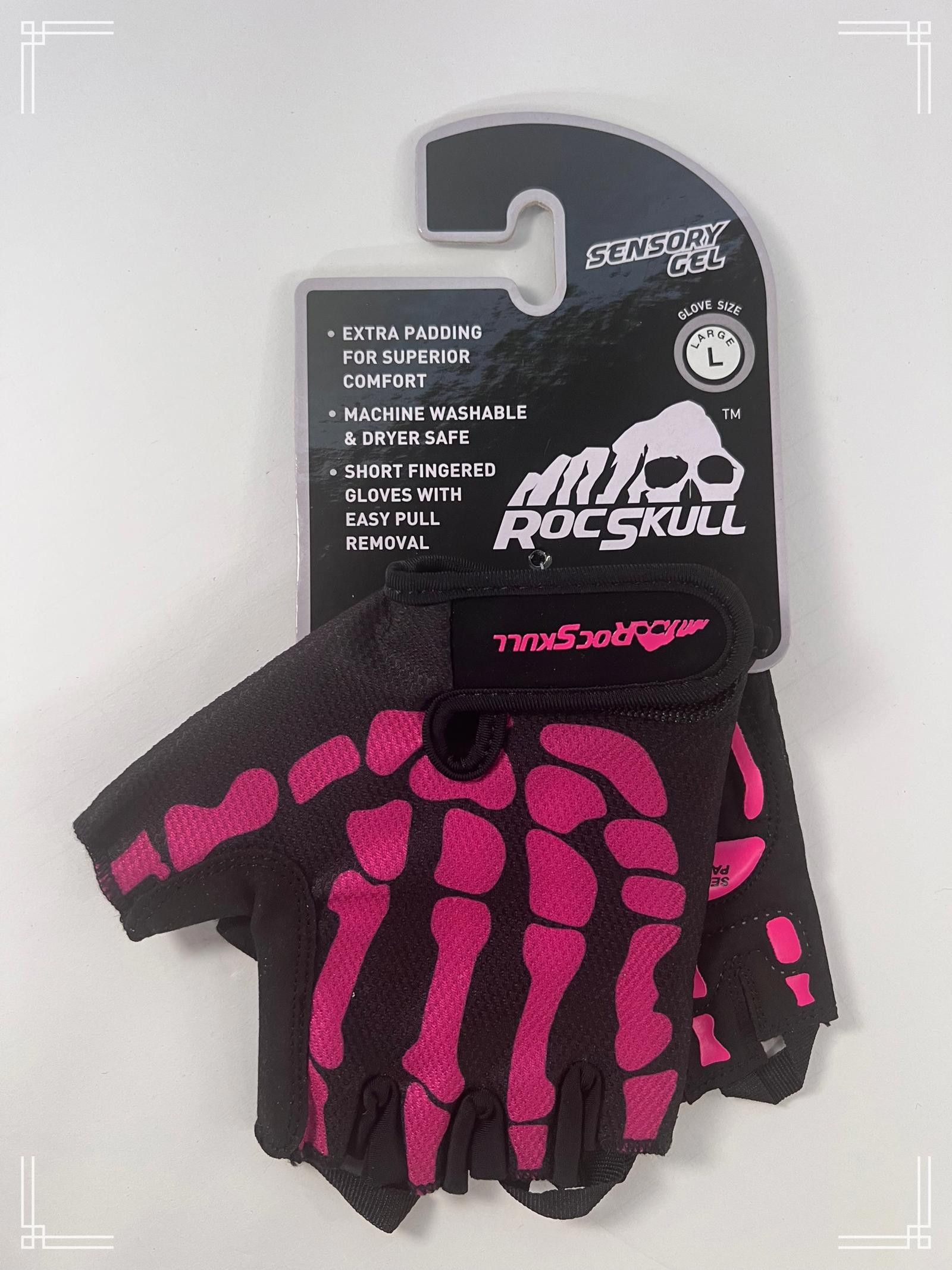 Designer RocSkull Sensory Gel Gloves – Large Size (Pink & Black) Size ONE SIZE - 2 Thumbnail