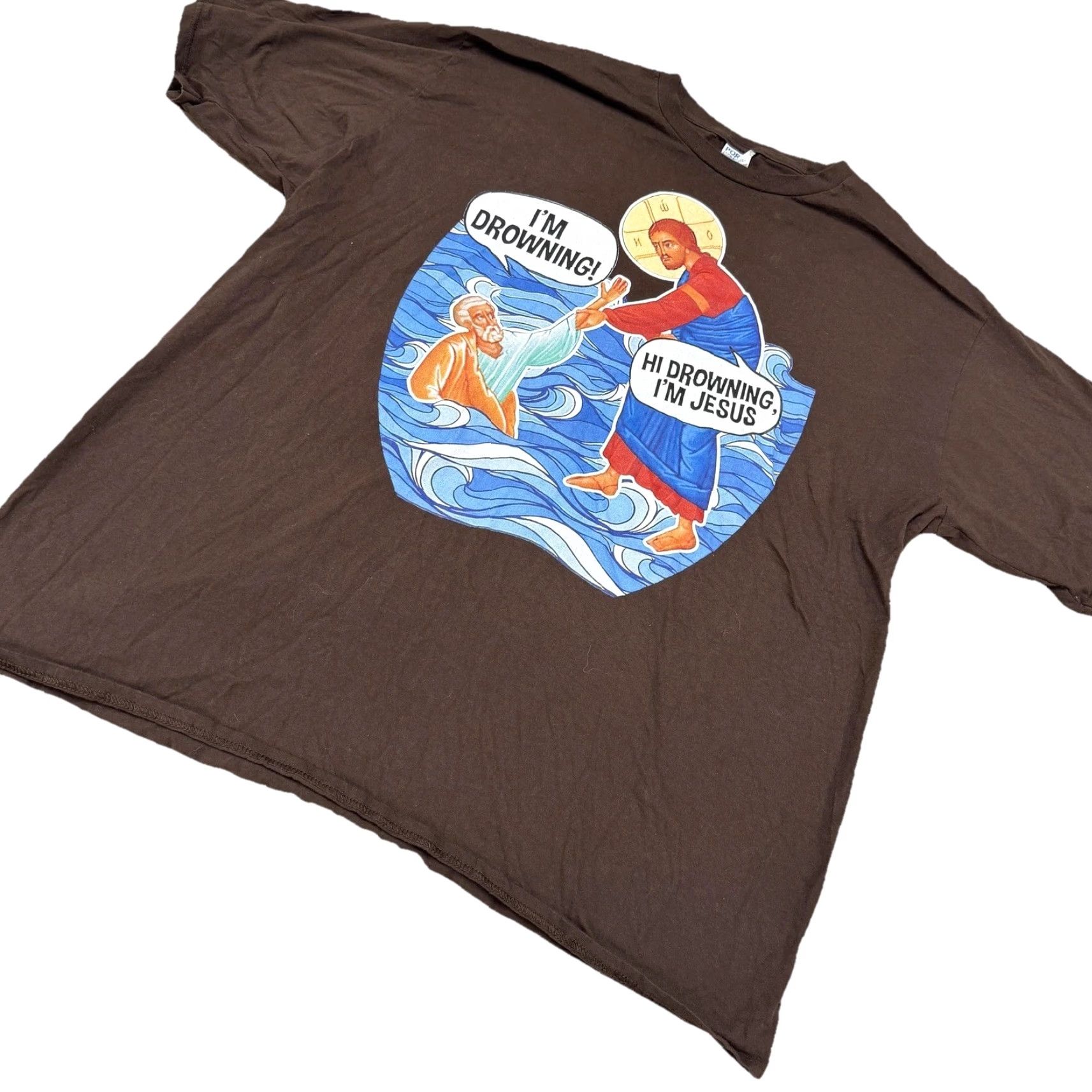 Port & Company Hi Drowning I'm Jesus Shirt Mens 3XL Brown Funny Christian Port & Company Tee Shirt Size US XXL / EU 58 / 5 - 3 Thumbnail
