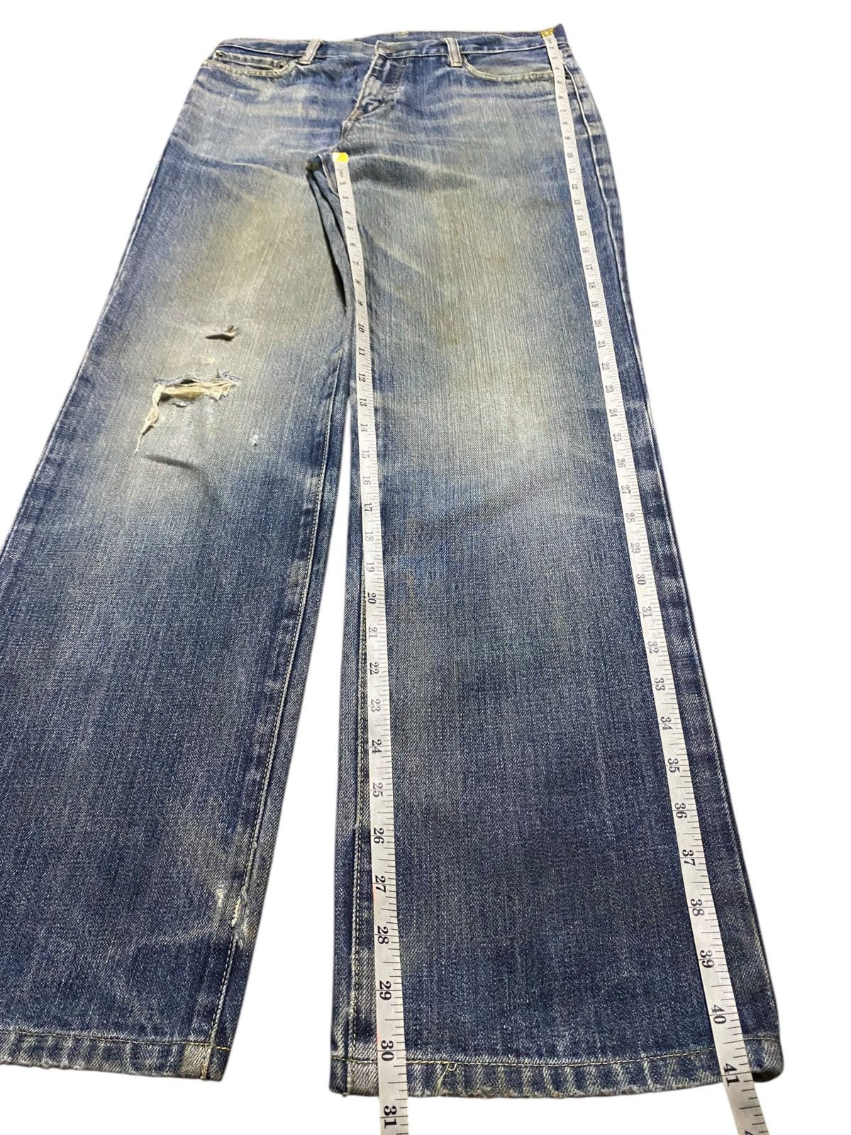 Japanese Brand Vintage Uniqlo S002 Mud Wash Distressed Loose Jean Size US 31 - 14 Thumbnail