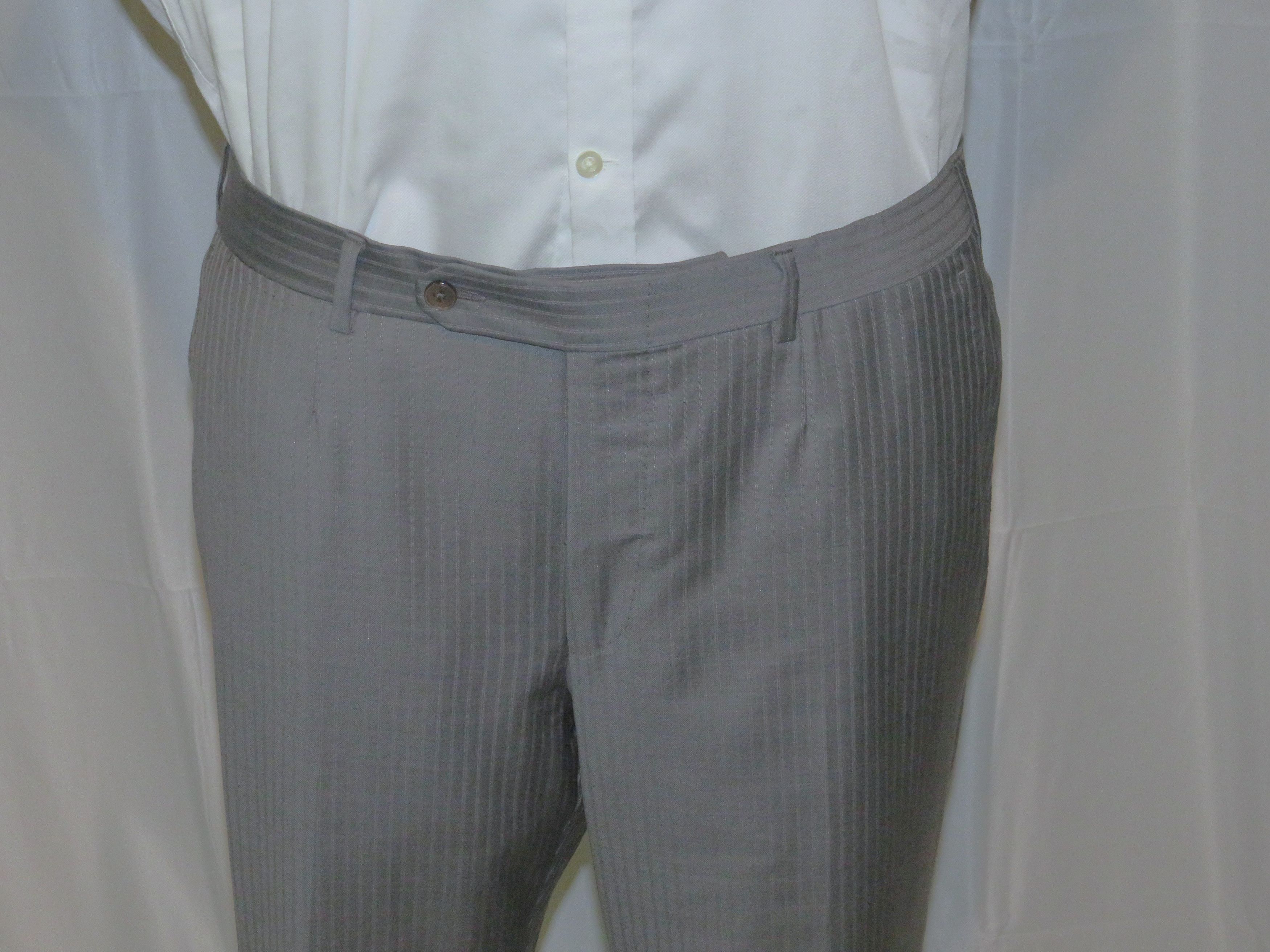 Ermenegildo Zegna Su Misura Trofeo Gray Stripe Current Two Button Suit 44R Size 44R - 16 Thumbnail