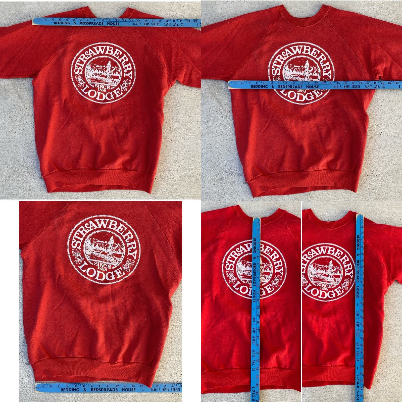 Fruit Of The Loom VINTAGE Fruit of the Loom Raglan Sweatshirt Graphic Print Red Strawberry Lodge Since 1858 L Men Shirt pullover Size US L / EU 52-54 / 3 - 11 Thumbnail