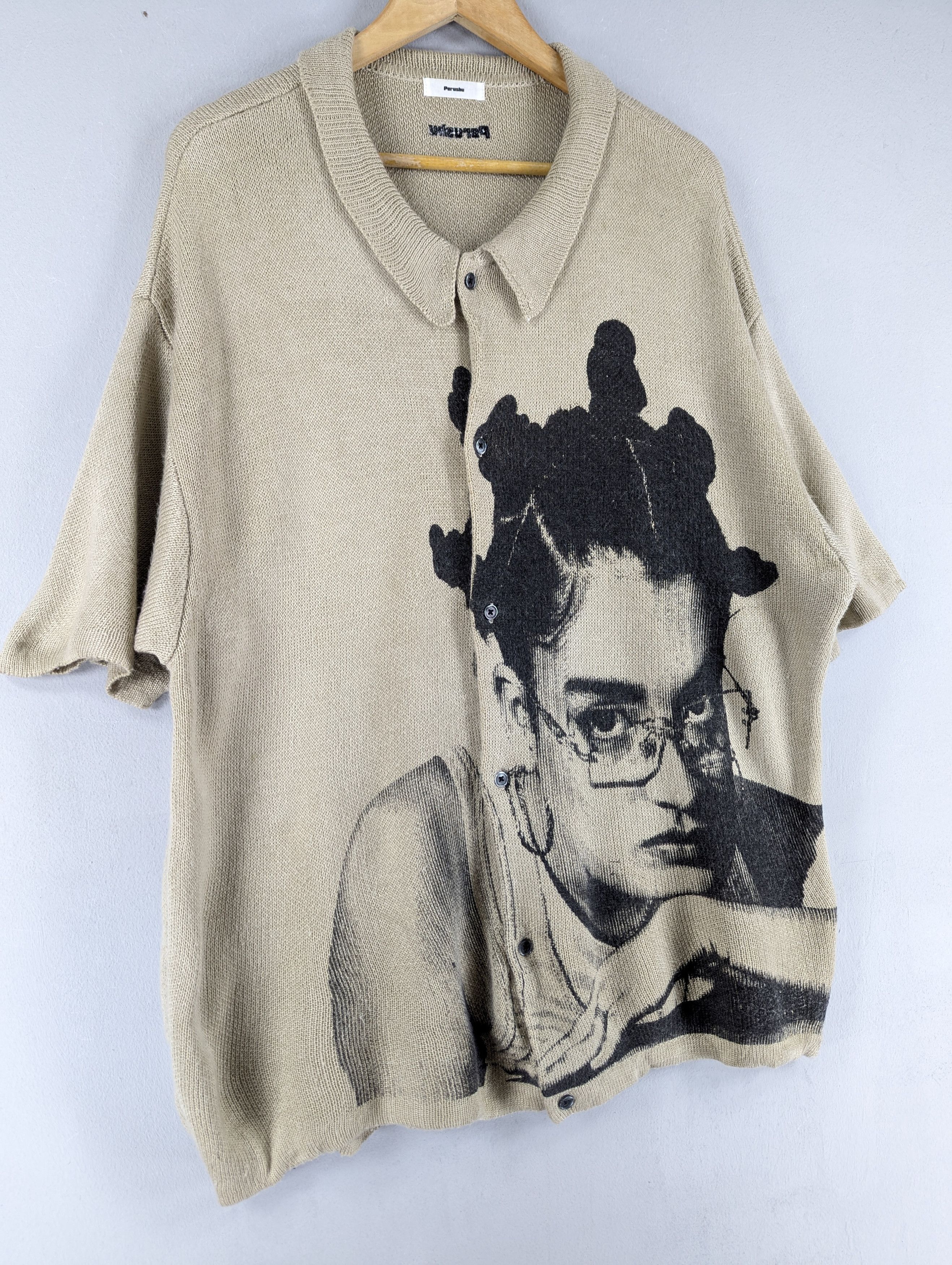 Japanese Brand Perushu Photo Print Acrylic Knit Short Sleeve Button Ups Size US L / EU 52-54 / 3 - 3 Thumbnail