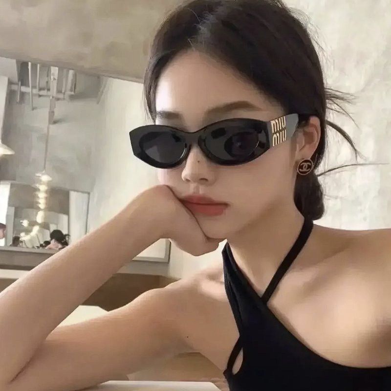 Miu Miu Miu Miu MU11WS 16K10R Women Sunglasses Black Oval Frame Size ONE SIZE - 3 Thumbnail