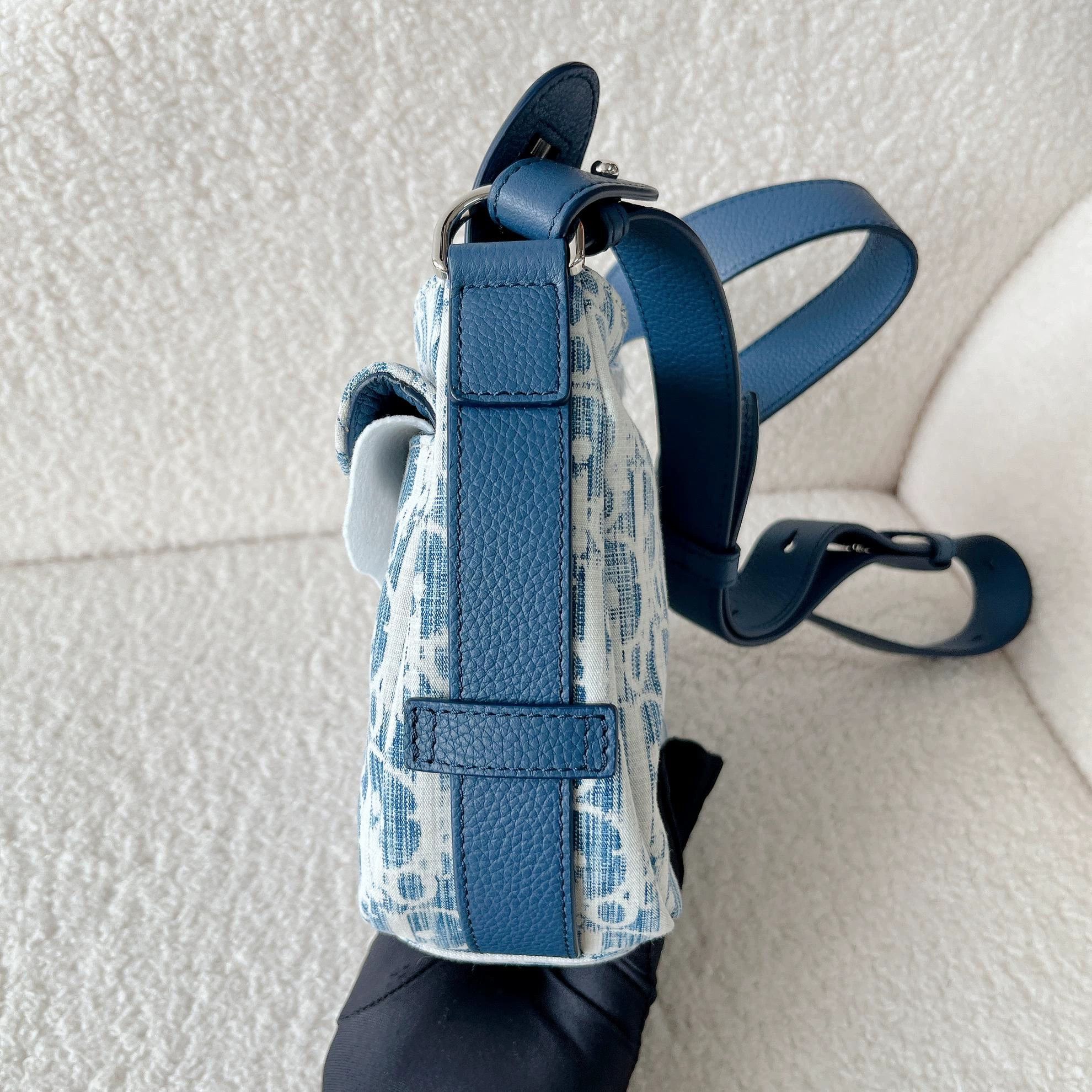Dior Dior Blue Denim Monogram Saddle Bag 25x17x8 3713 Size ONE SIZE - 4 Thumbnail