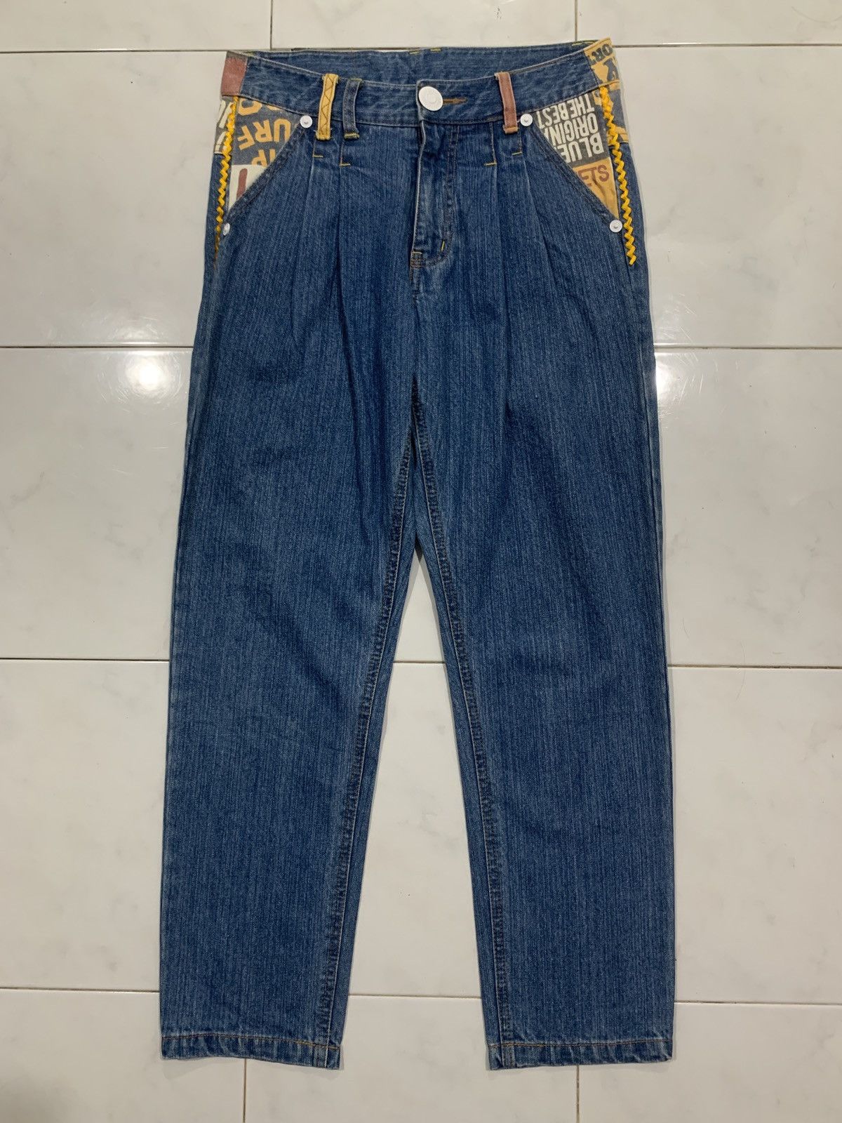 Japanese Brand Bluemoonblue 32 Vintage Printed Jeans Size US 28 / EU 44 - 2 Thumbnail