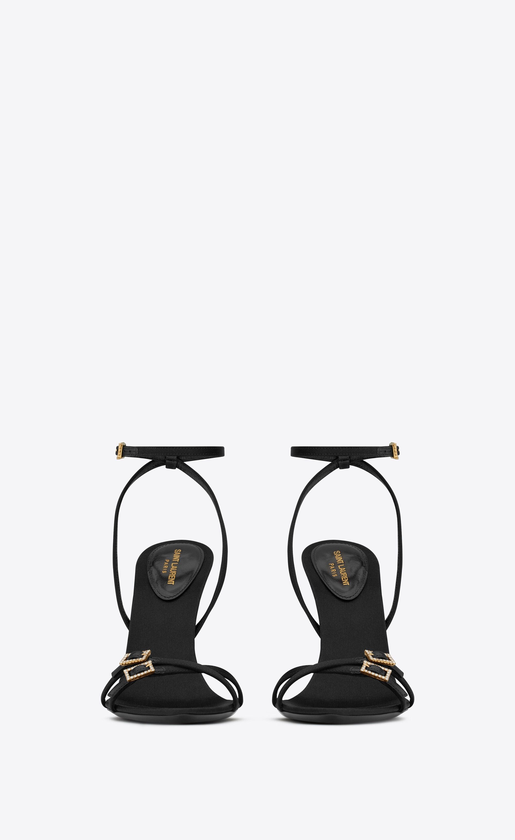 Saint Laurent Paris o1s1wg111224 Cassie Sandals in Crepe Satin in Black Size US 8 / IT 38 - 2 Thumbnail