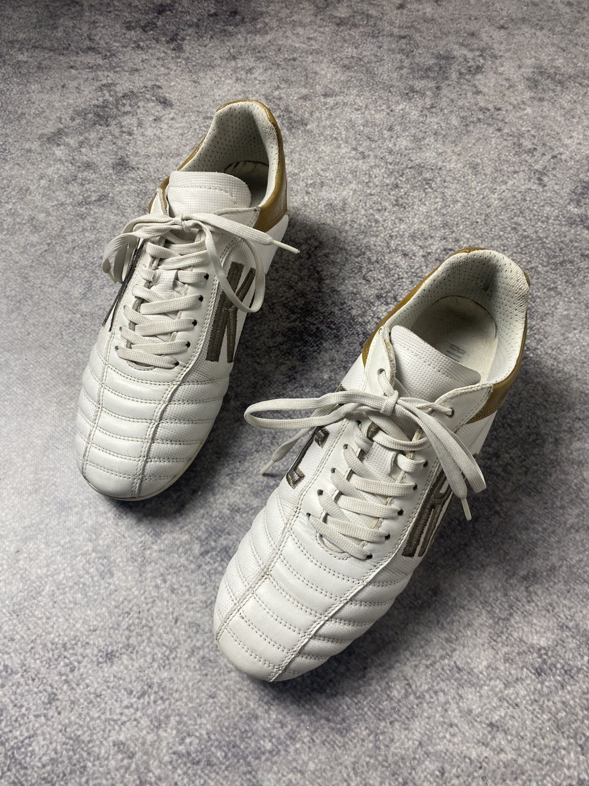 Dirk Bikkembergs Y2K LEATHER SOCCER SNEAKERS WHITE&YELLOW VINTAGE STRETWEAR Size US 5.5 / EU 38 - 5 Thumbnail