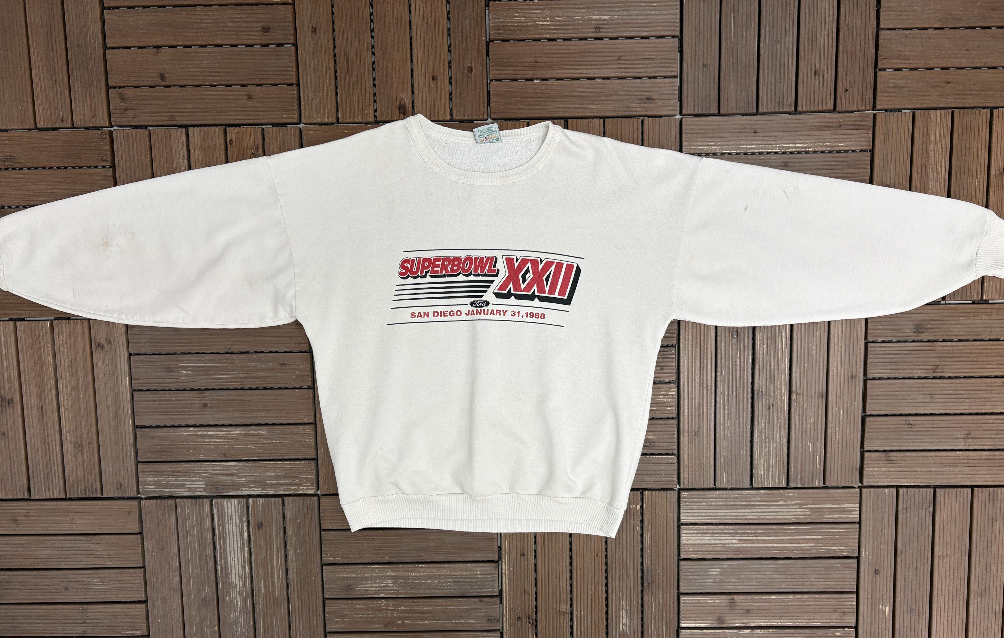 Vintage Super Bowl XXII Vintage White Crewneck Sweater Size US XL / EU 56 / 4 - 5 Thumbnail