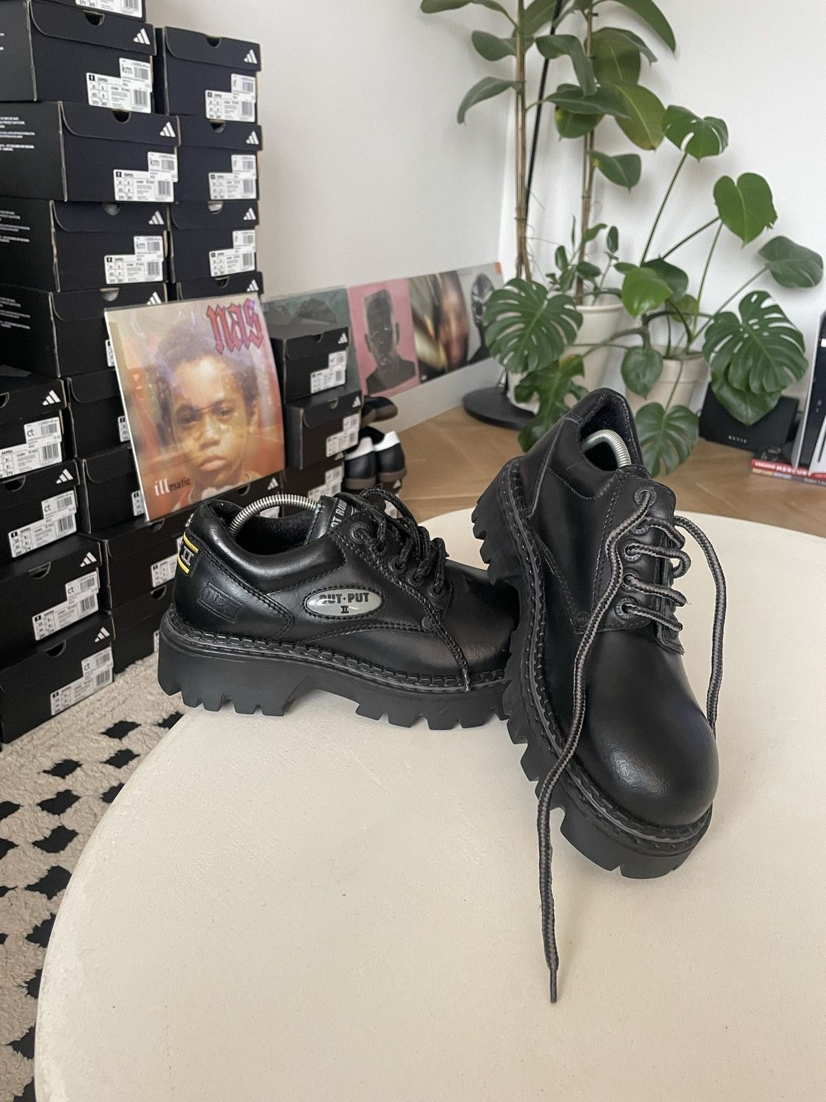image of Vintage Avant Garde Platform Derby Leather Boots Grail in Black, Men's (Size 8)