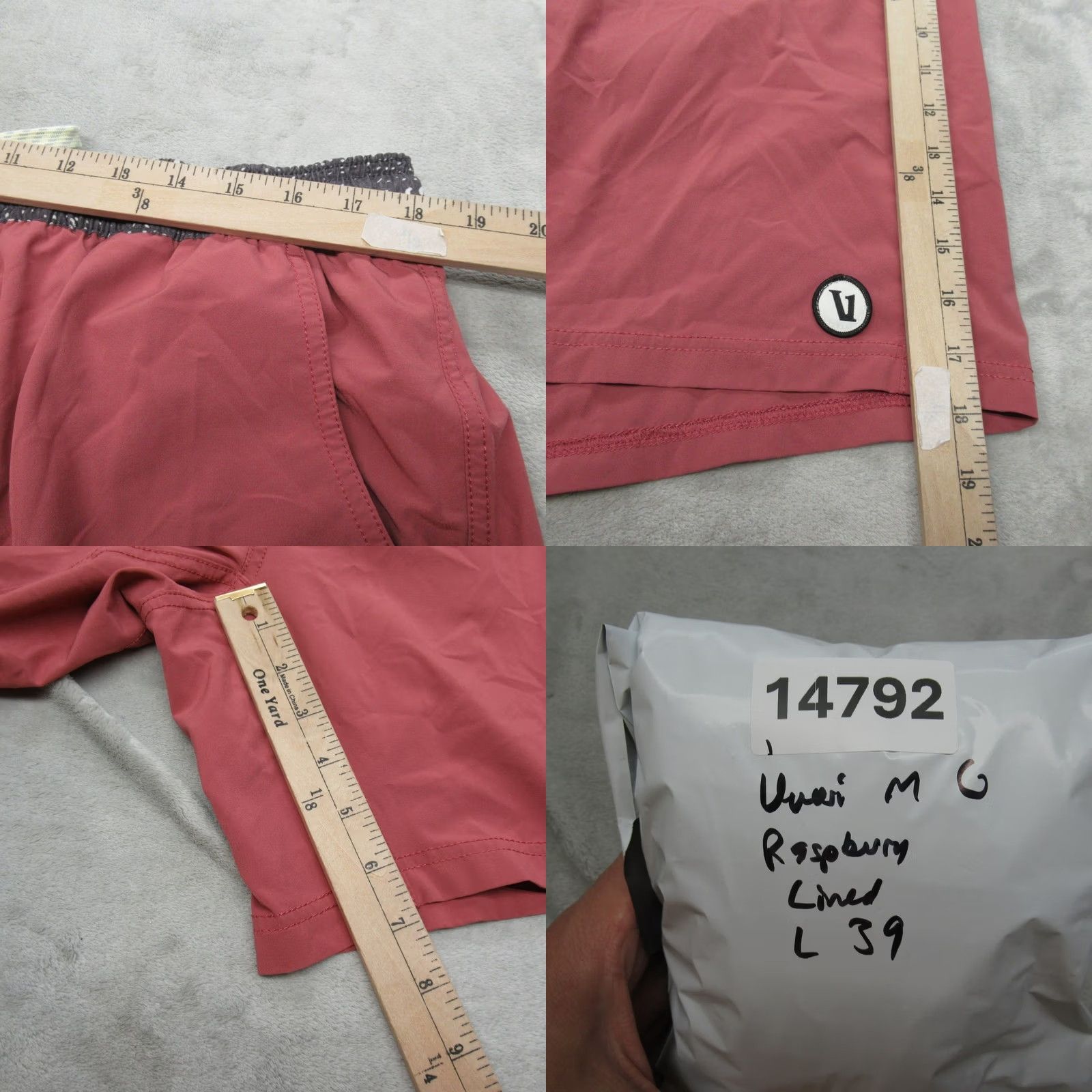 Vuori Vuori Mens XXL Board Trunks Swim Shorts Raspberry Lined Drawstring Waist Pockets Size US 39 - 8 Thumbnail