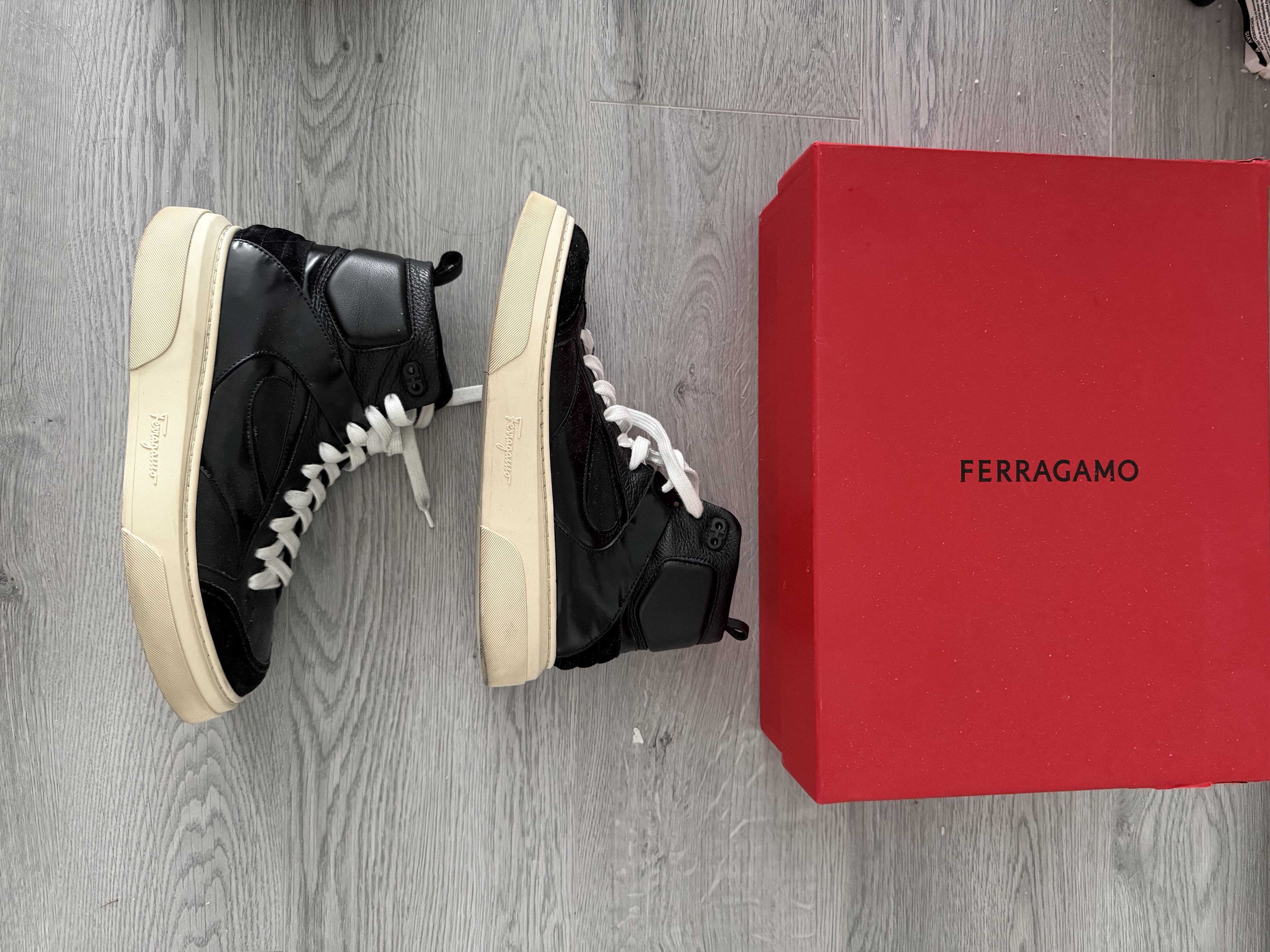 Salvatore Ferragamo Ferragamo Cassio Leather High-Top Sneakers Size US 8.5 / EU 41-42 - 1 Thumbnail