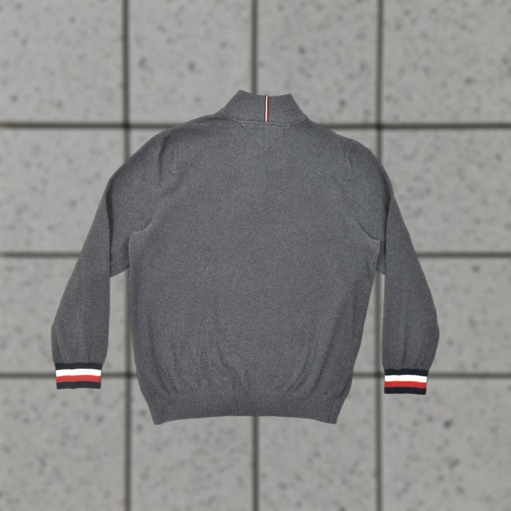 Tommy Hilfiger Tommy Hilfiger Men's XXL Gray Cotton Knit Pullover Sweater 1/4 Zip Flag Logo Rib Size US XXL / EU 58 / 5 - 1 Thumbnail
