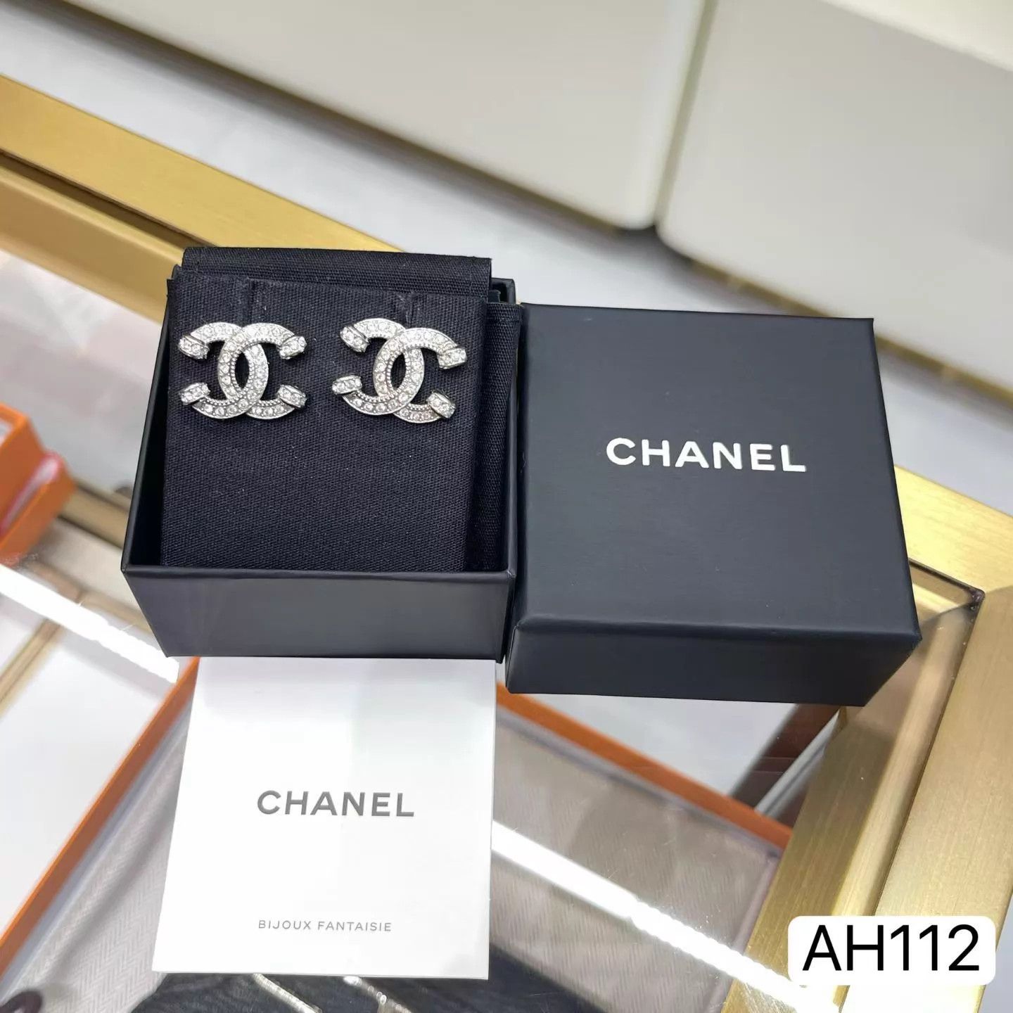 Chanel CHANEL 23P CC Crystal Stud Earrings Mint With Box Size ONE SIZE - 1 Thumbnail