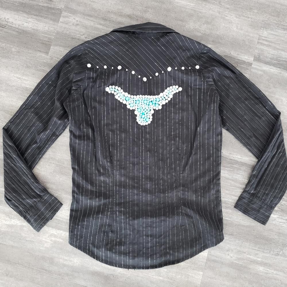 Designer Black Longhorn 20X Horse Show Button Down Size S / US 4 / IT 40 - 2 Thumbnail