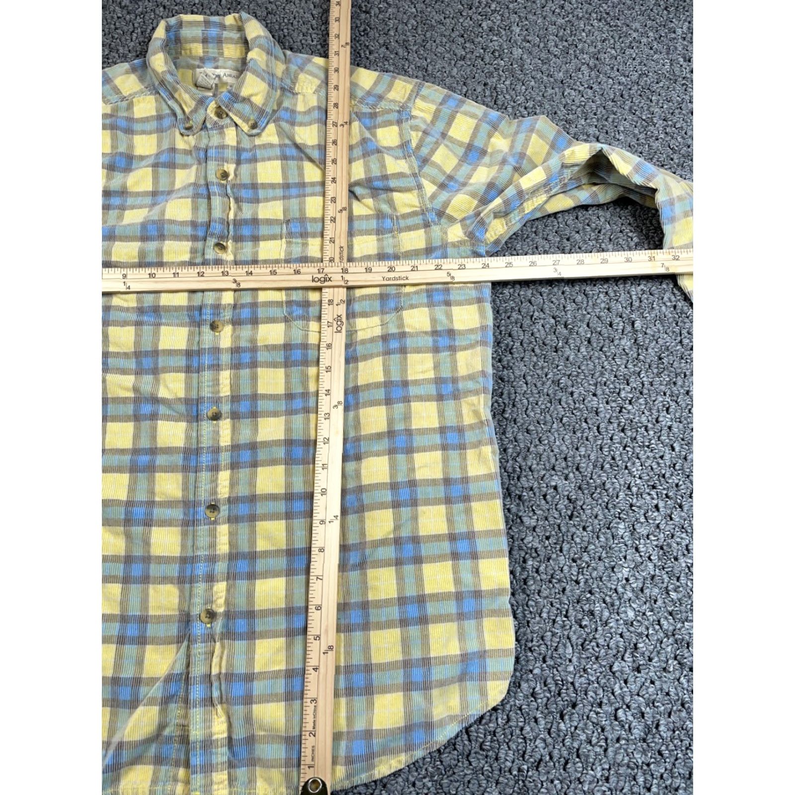 The Territory Ahead Territory Ahead Lightweight Corduroy Plaid Shirt Adult XL Yellow Blue Casual Mens Size US XL / EU 56 / 4 - 4 Thumbnail