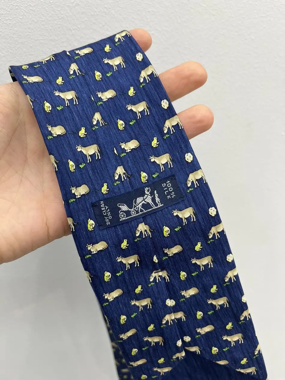 Hermes Hermes Cow Frog Silk Tie Size ONE SIZE - 7 Thumbnail