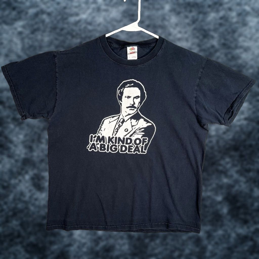 Fruit Of The Loom VINTAGE Anchorman Ron Burgundy I'm Kind Of A Big Deal T Shirt Adult Mens Large Black Shirt Mens L Black 90s? Size US L / EU 52-54 / 3 - 1 Thumbnail