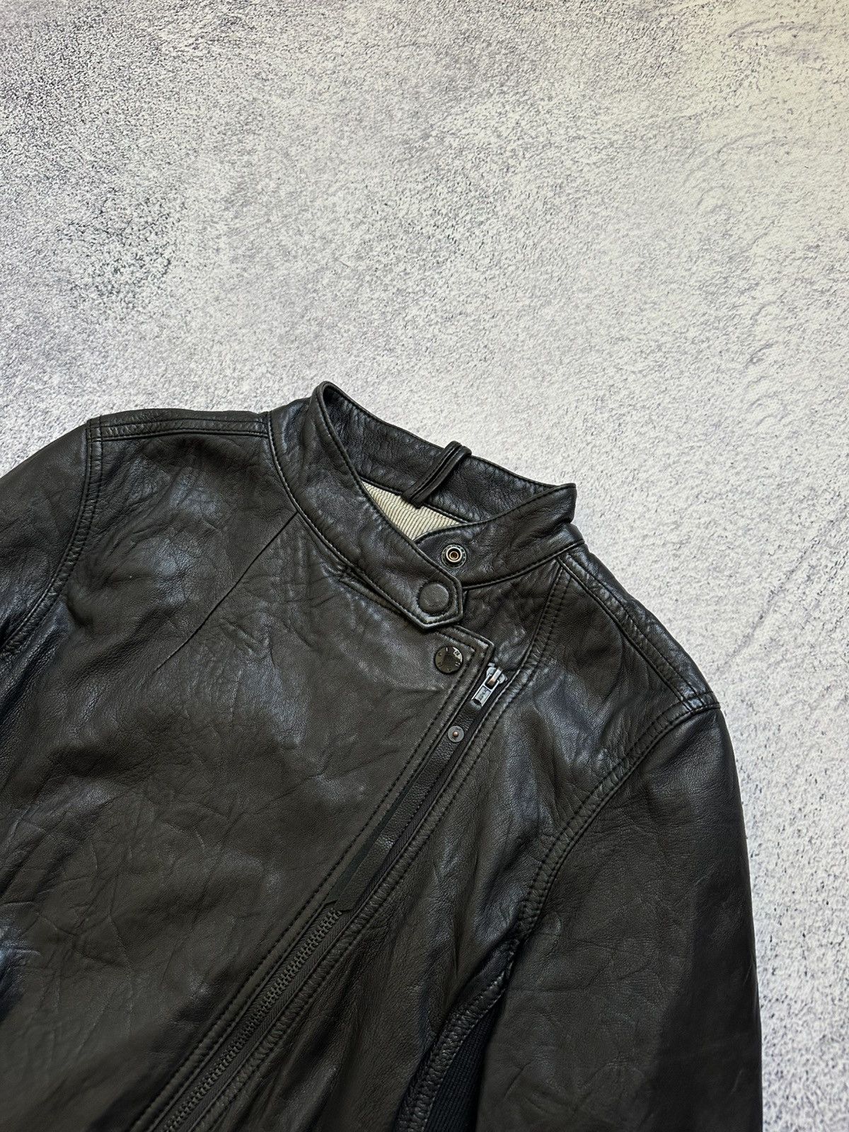 DENHAM Awant-garde Denham Leather Biker Jacket Rick Owens Style Y2K Size M / US 6-8 / IT 42-44 - 8 Thumbnail