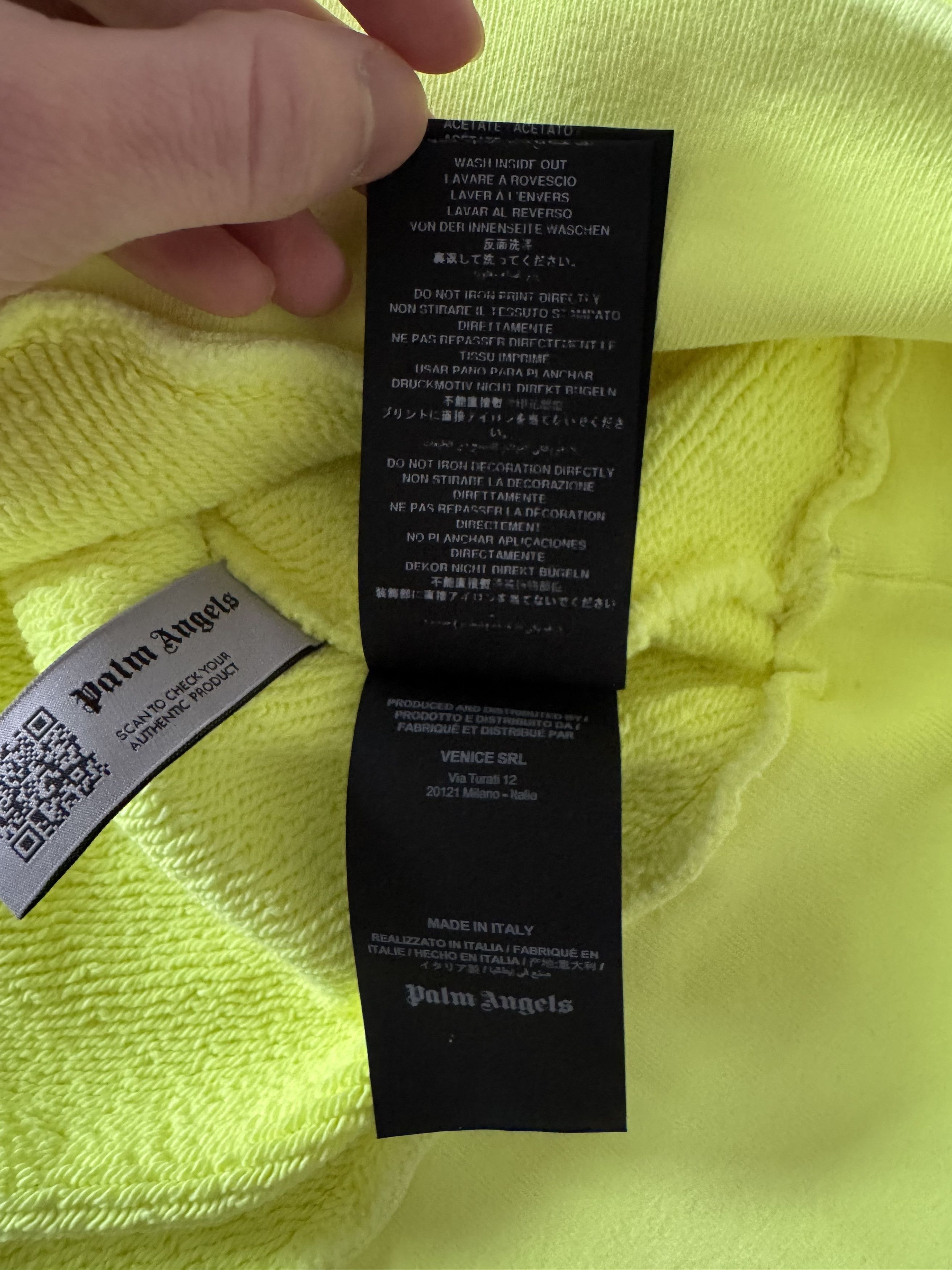 Palm Angels Bear Hoodie Sprayed Yellow Fluo