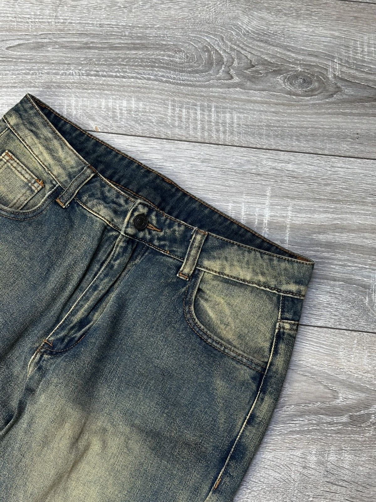 Designer Skull Rock Flare Jeans Punk Washed Size M Size 26" / US 2 / IT 38 - 9 Thumbnail