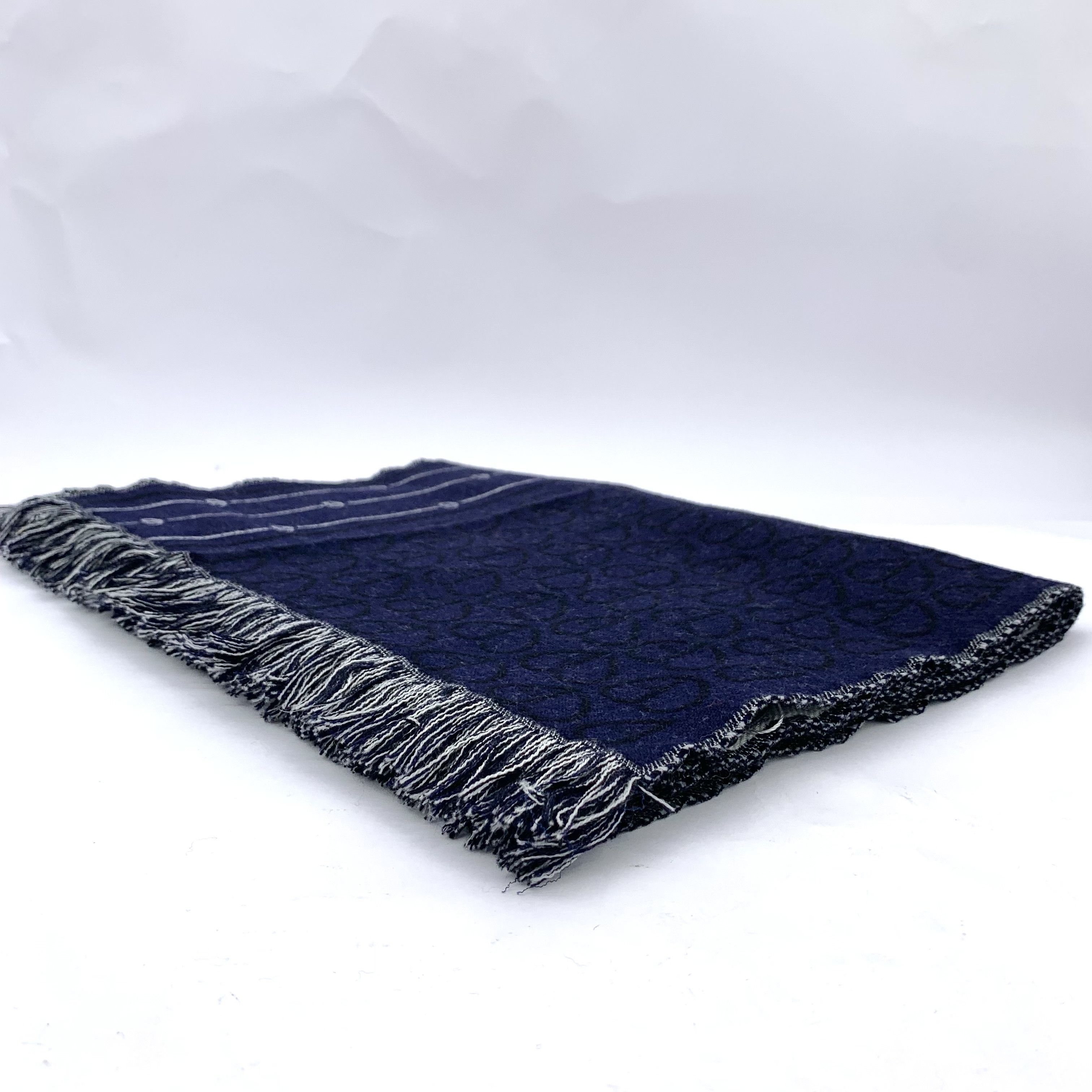 Dior Dior Dark Blue CD Wool Fringe Scarf (45×190cm) Size ONE SIZE - 5 Thumbnail