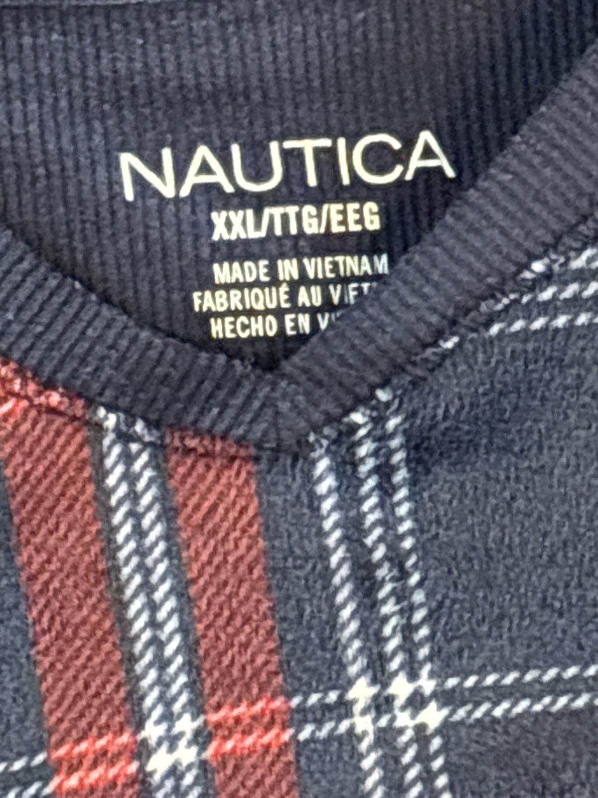 Nautica Nautica Men's XXL Red and Navy Plaid Pajama Set Size ONE SIZE - 3 Thumbnail