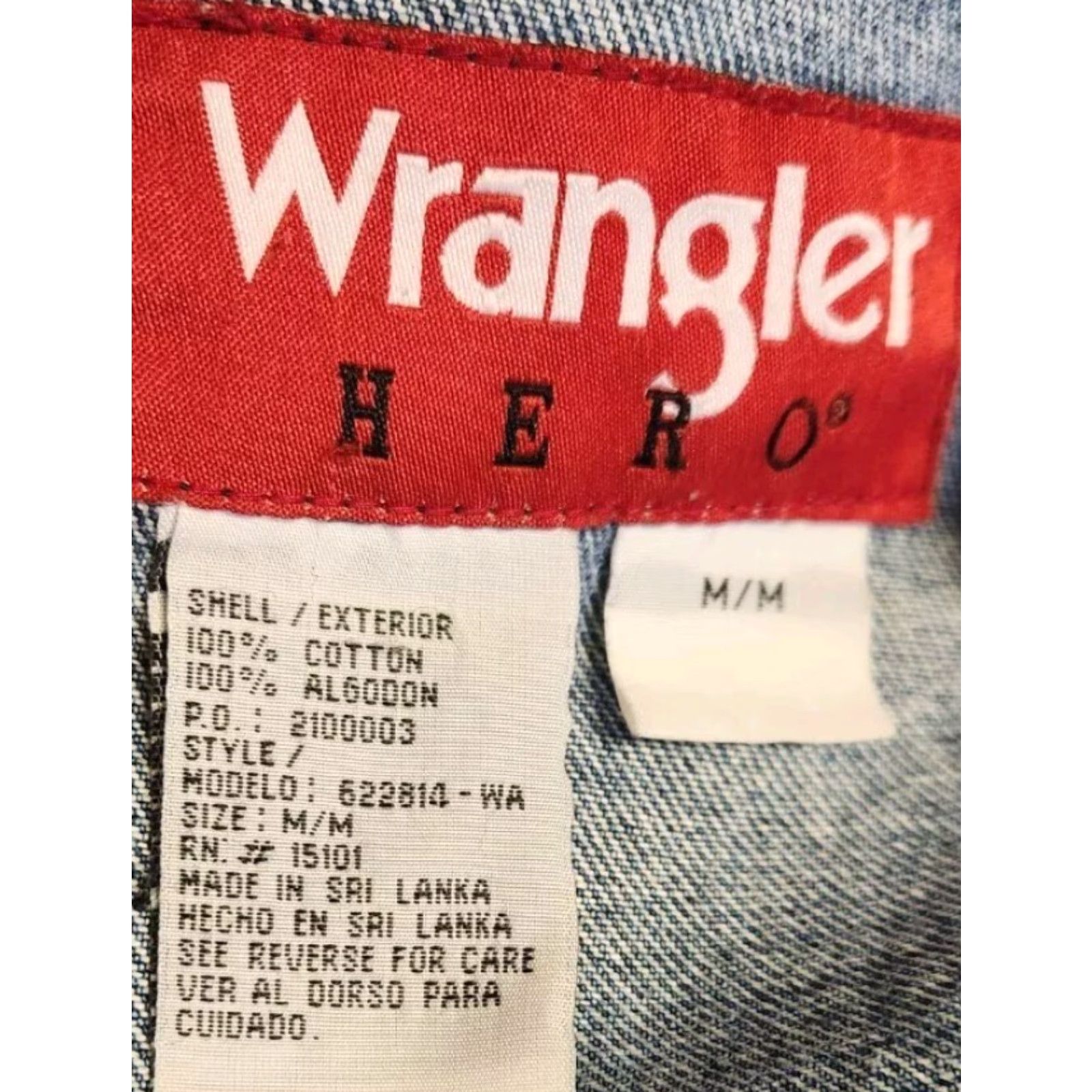 Wrangler VINTAGE Wrangler Hero Jacket Mens M Medium Denim Blue Trucker Button Up 90s Western Casual Shirt Size US 31 - 8 Thumbnail