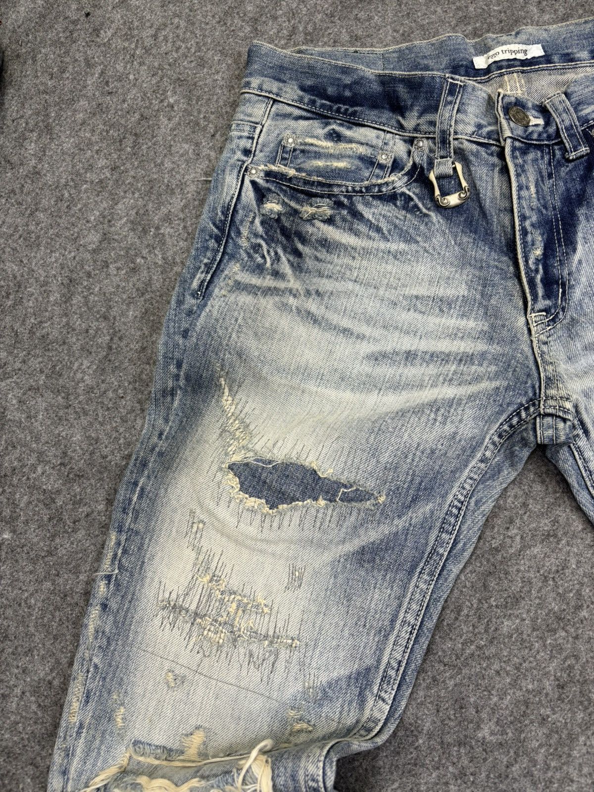 Japanese Brand 💥Denim Art💥Ego Tripping Heavy Distressed Denim F758 Size US 30 / EU 46 - 4 Thumbnail