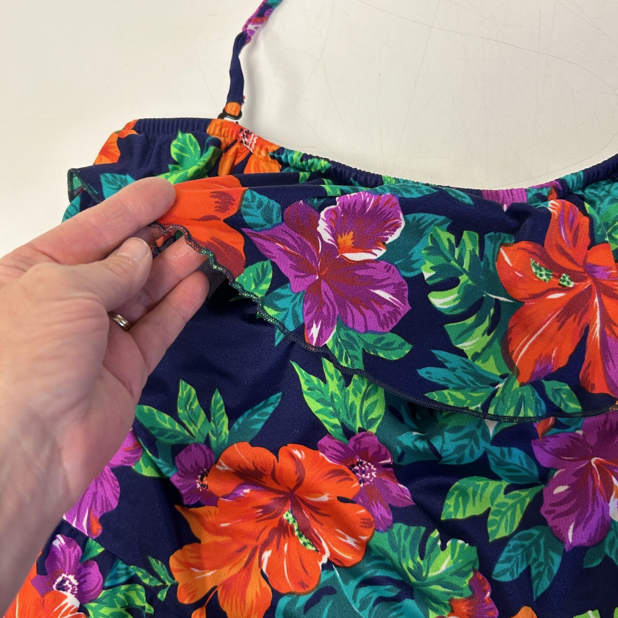 Other Vtg Maxine of Hollywood Bright VIBRANT FLORAL Tiere Swimsuit Size L / US 10 / IT 46 - 11 Thumbnail