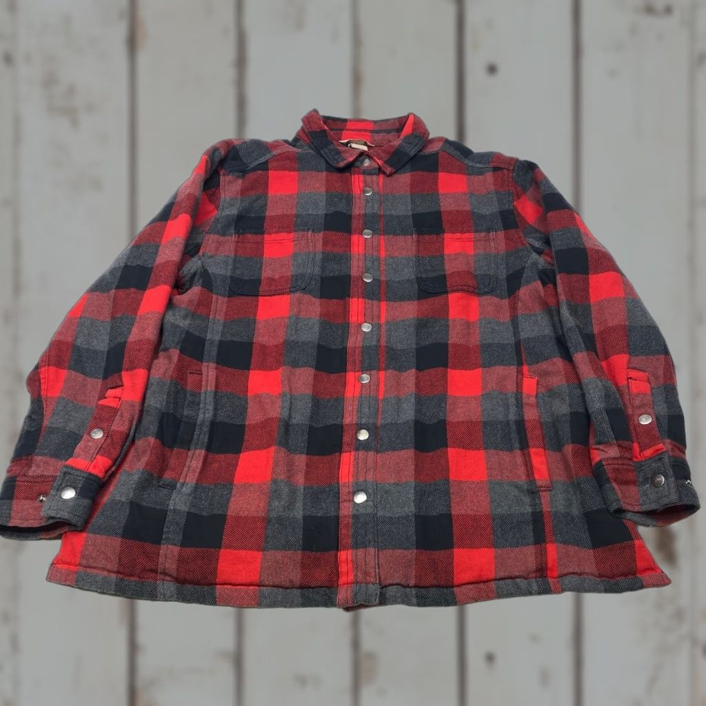 CO Duluth Trading Co Flapjack Flannel Shirt Women's XL Red Black Plaid Quilted 7862 Size XL / US 12-14 / IT 48-50 - 1 Thumbnail